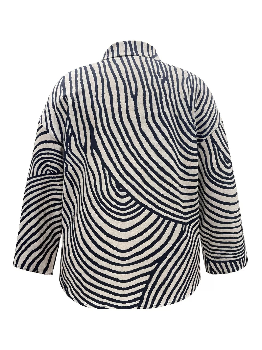 Plus Size Abstract Zebra Print Button-Down Shirt