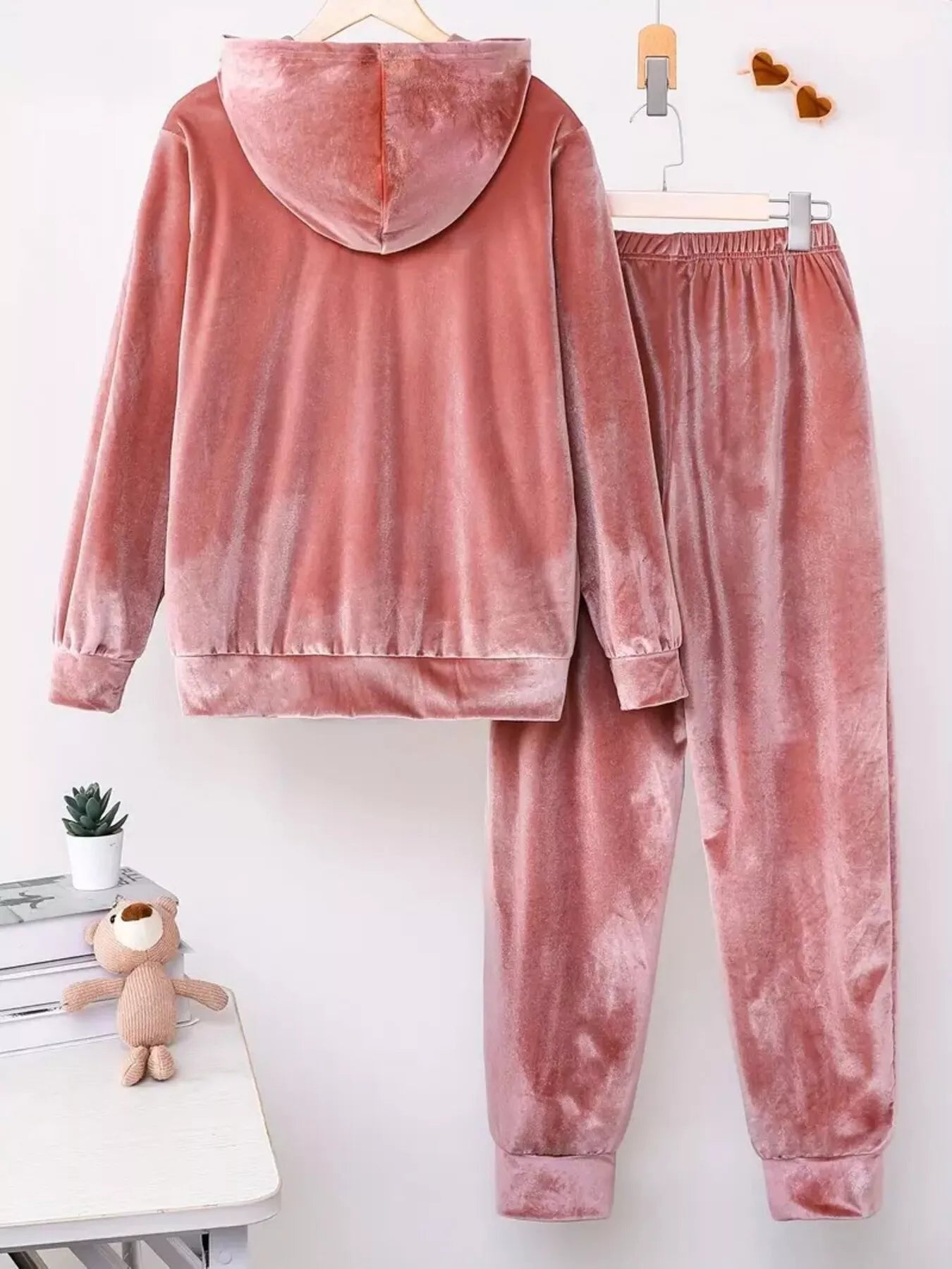 Full Size Velvet Hoodie and Pants Set Plus Size