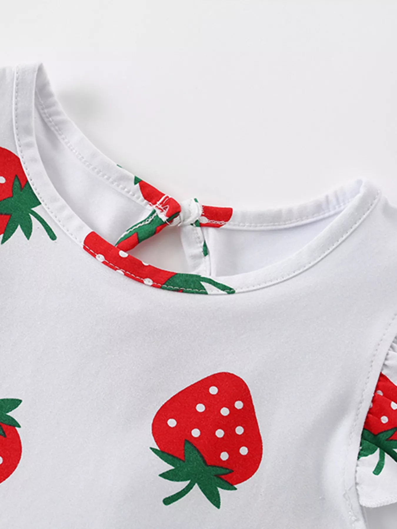 Children's Strawberry Print Ruffle Sleeve Dress