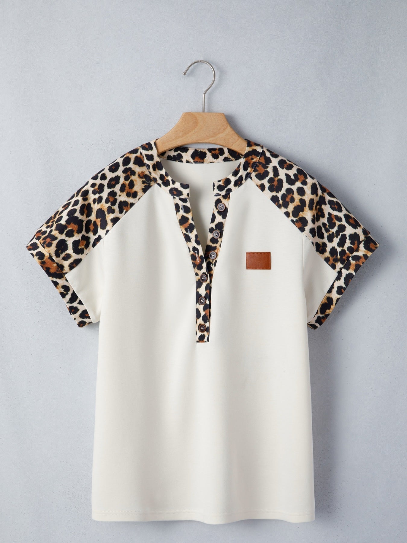 Leopard Print Raglan Sleeve Blouse