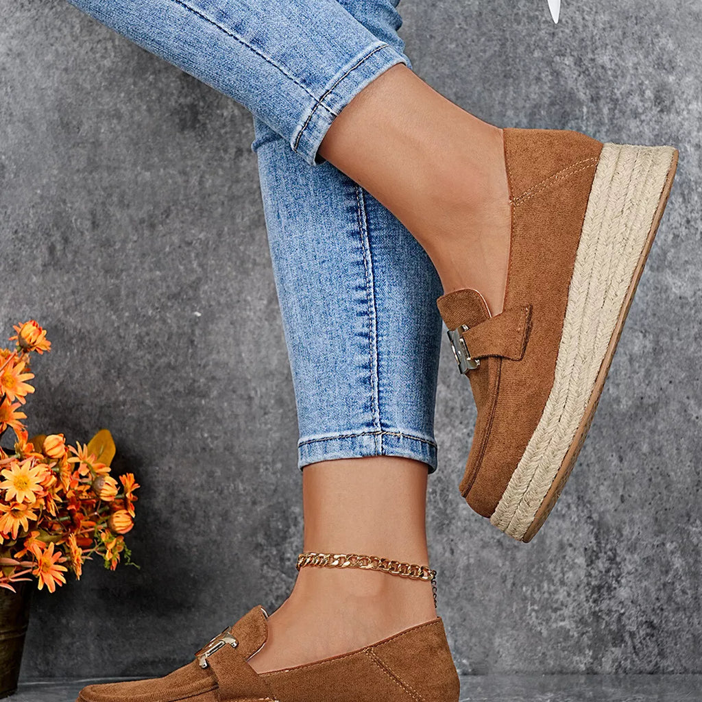Round Toe Platform Slip-Ons