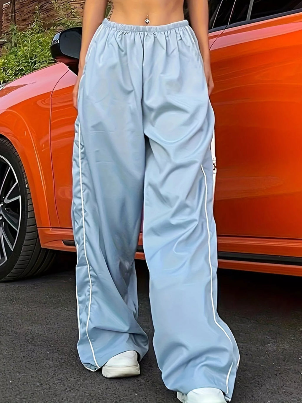 Elastic Waist Wide Leg Pants