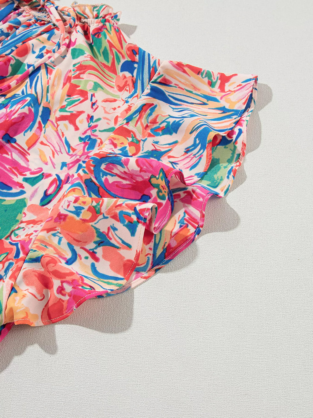 Multicolour Floral Ruffled Sleeve V Neck Summer Blouse