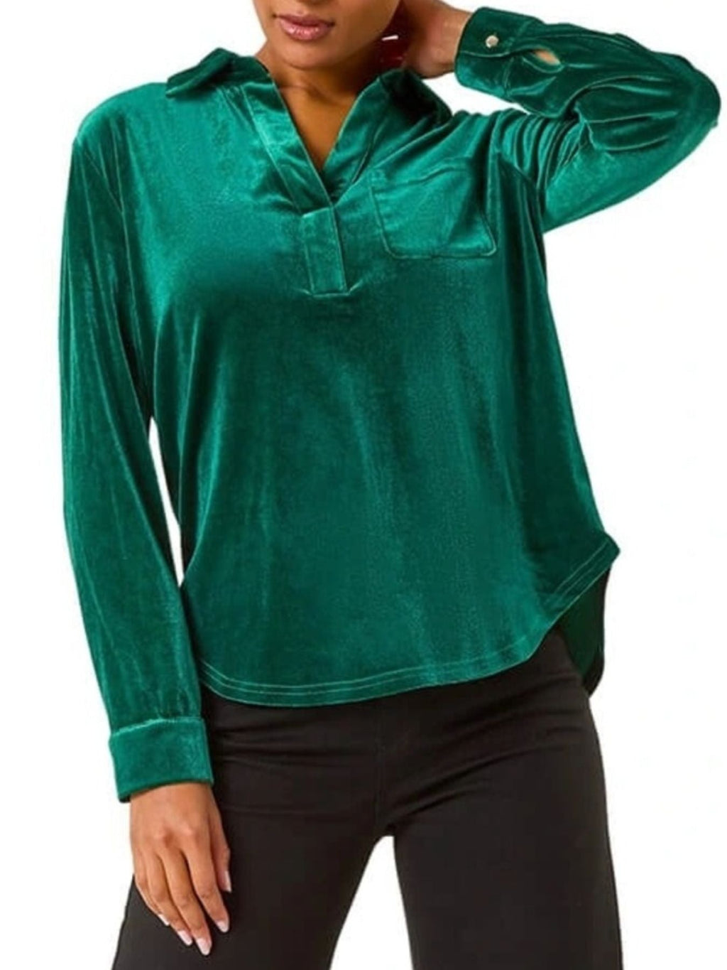 Velvet Long Sleeve Blouse