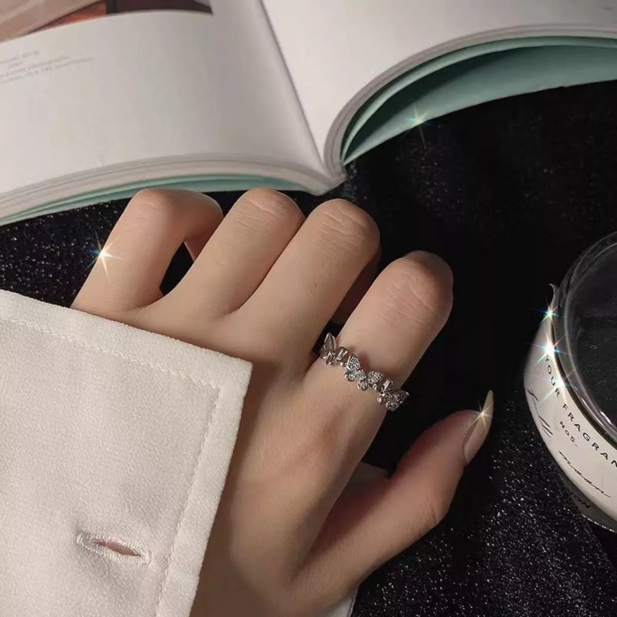 925 Sterling Silver Butterfly Open Ring