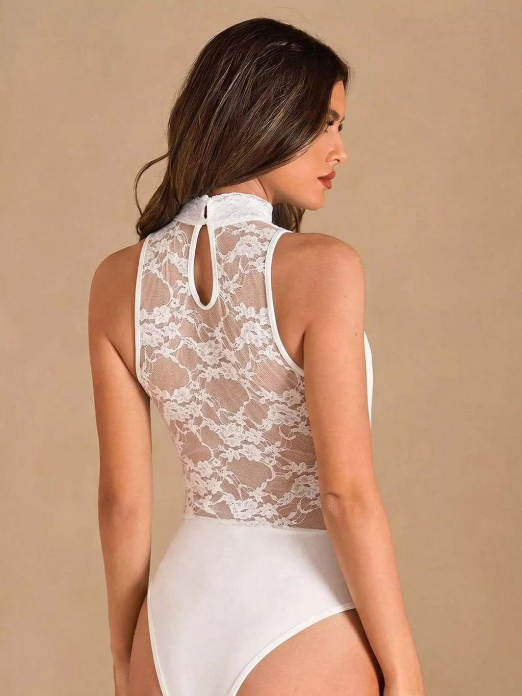 Lace Trim Sleeveless Bodysuit