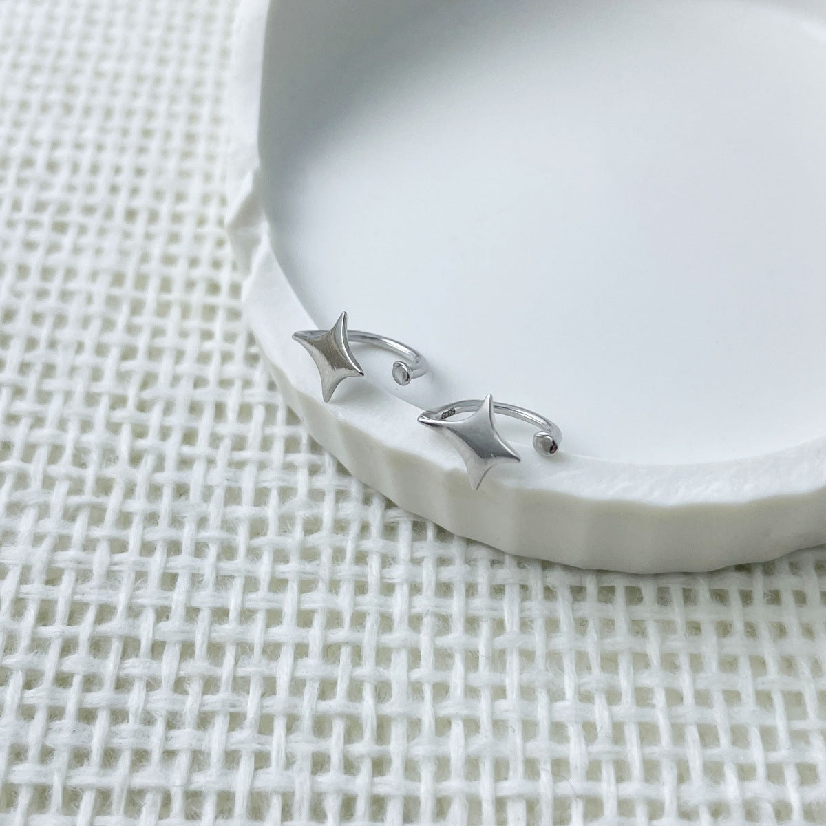 925 Sterling Silver Star Cuff Earrings