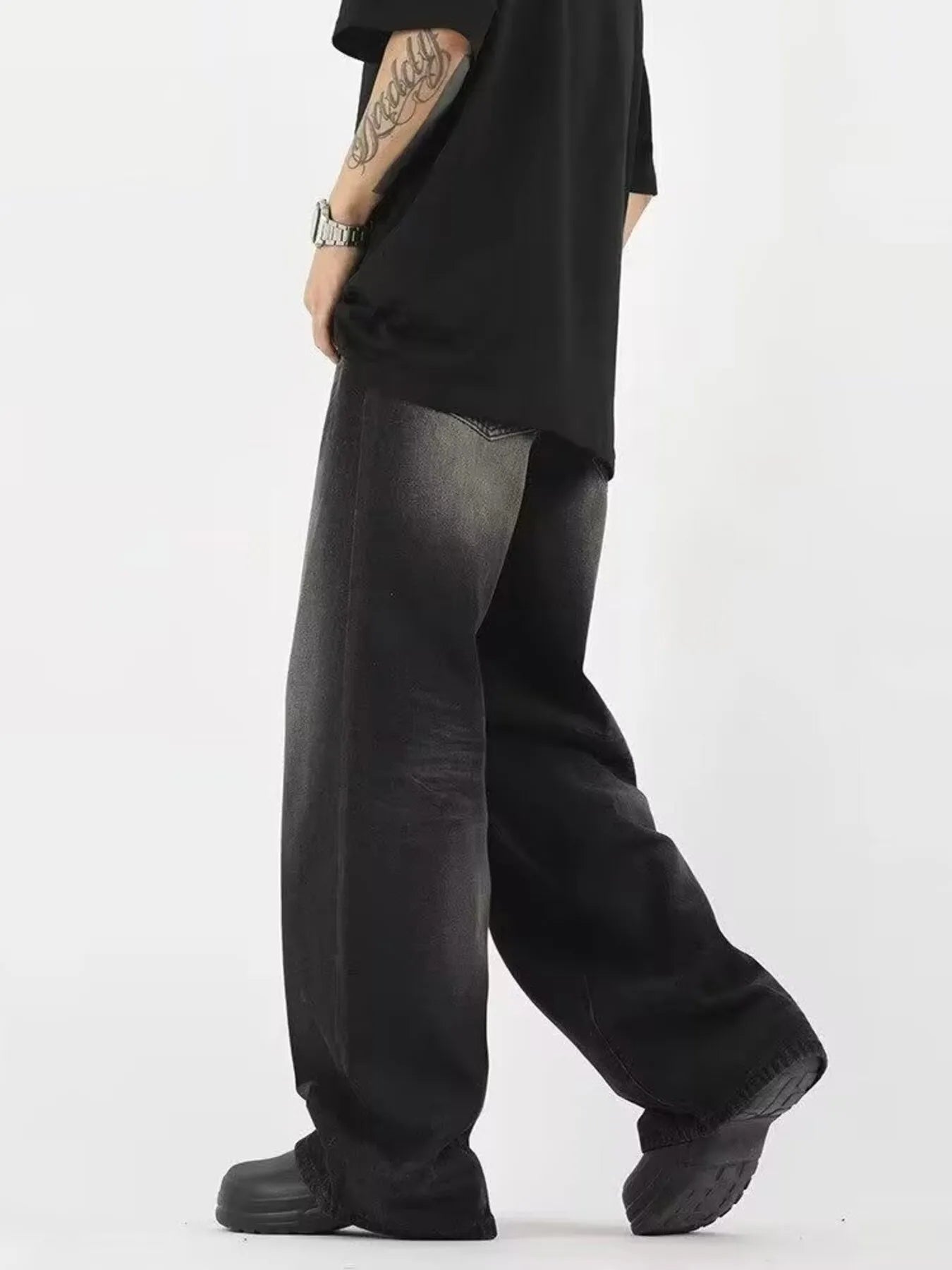 Men's Full Size Wide Leg Gradient Wash Jeans Plus Size