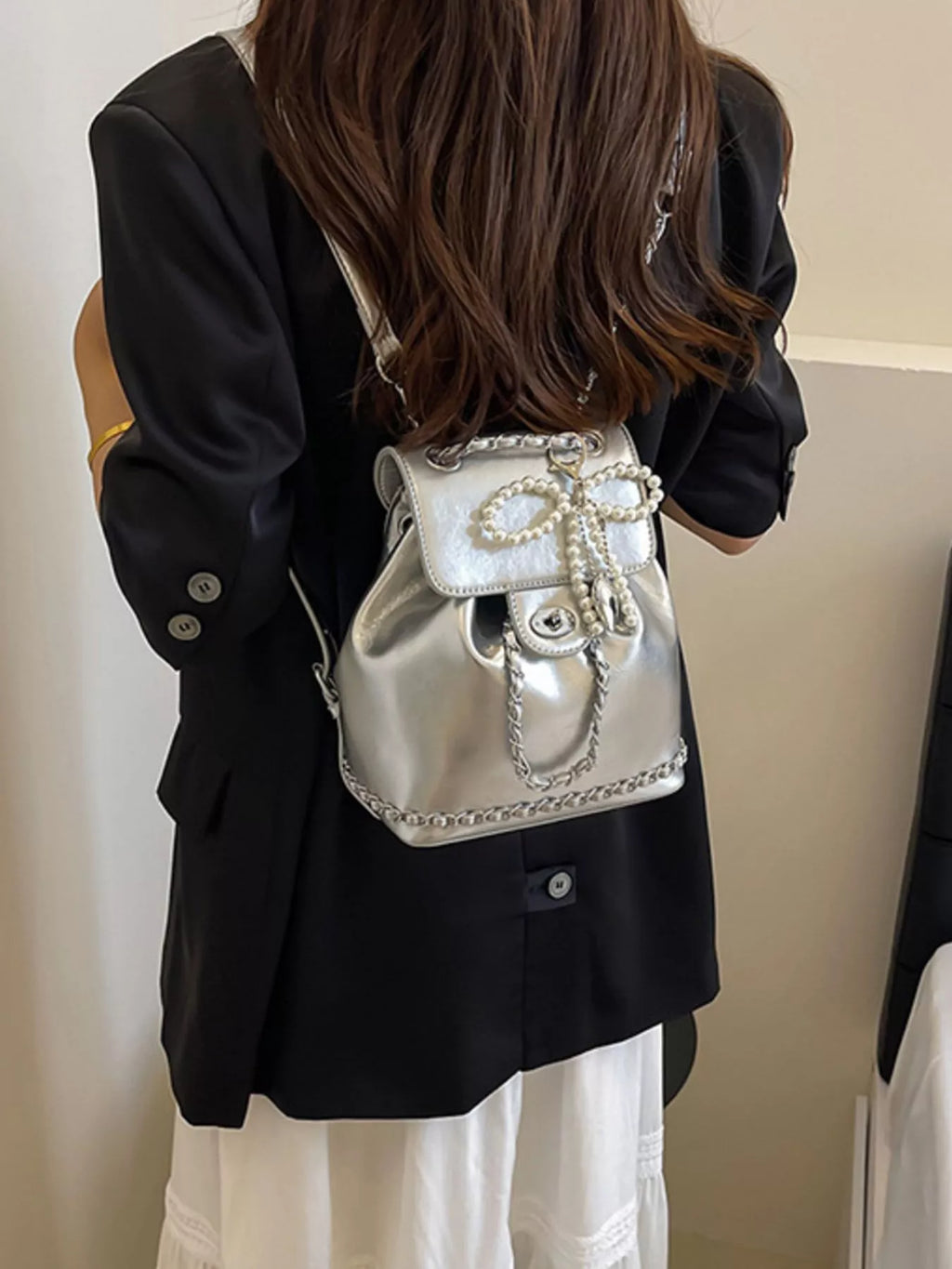 Pearl Decor Backpack Bag