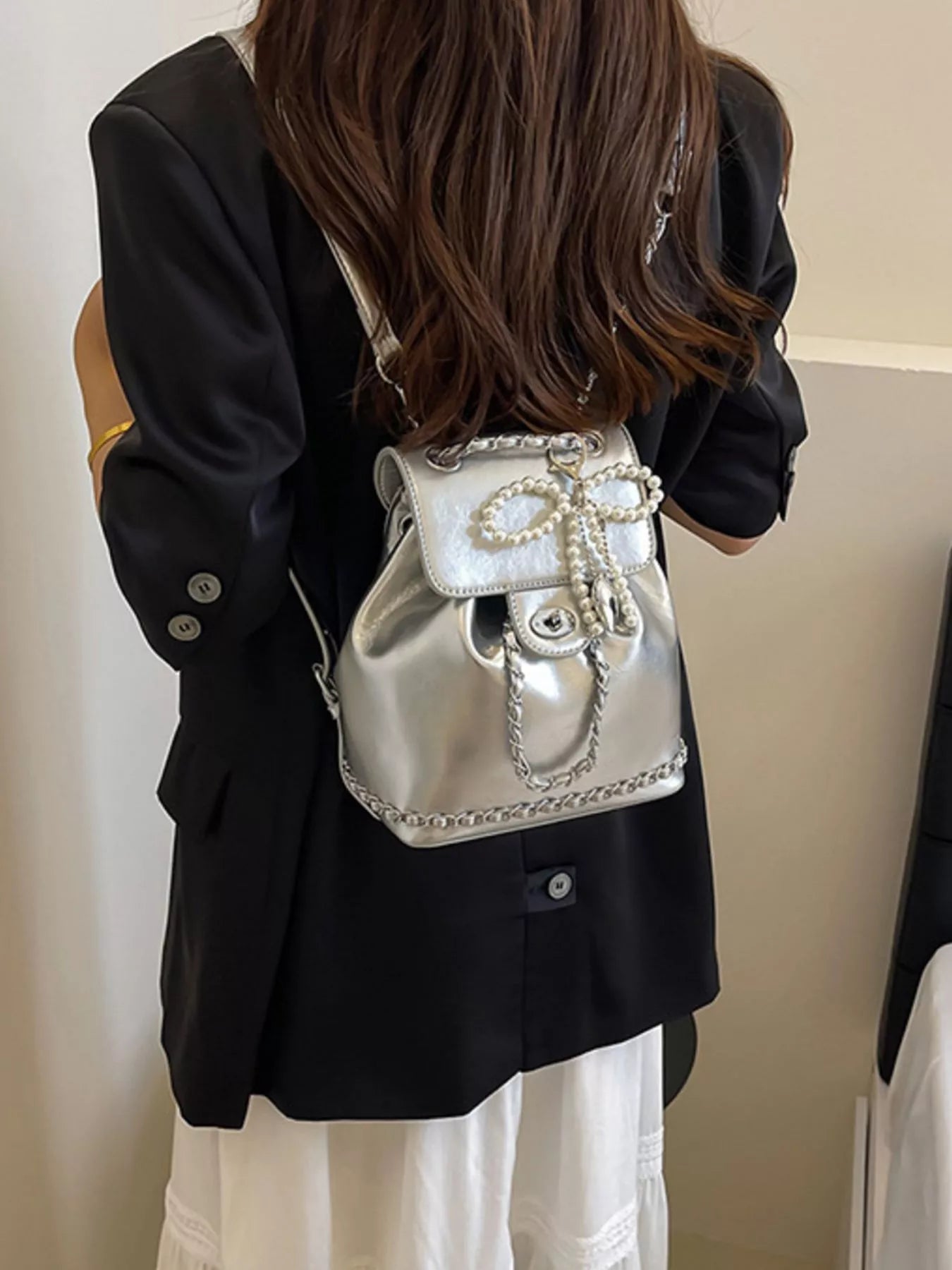 Pearl Decor Backpack Bag