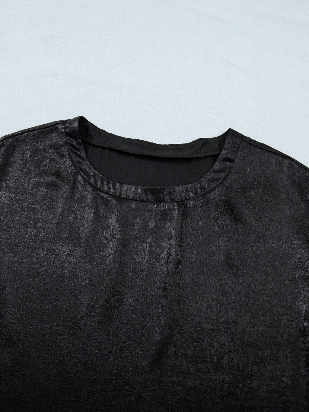 Metallic Round Neck Cap Sleeve Tee