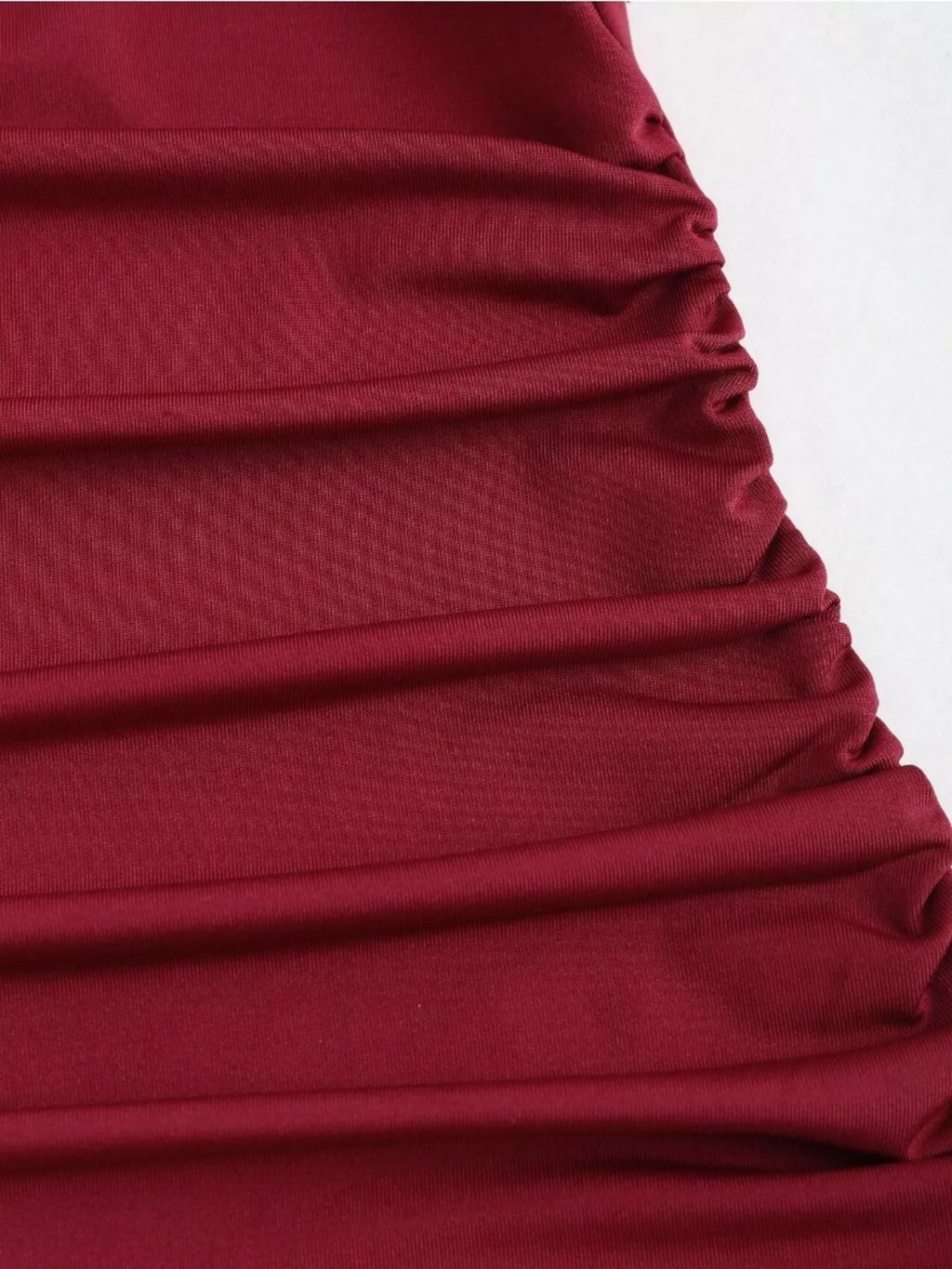 Lace Trim Ruched Mermaid Dress