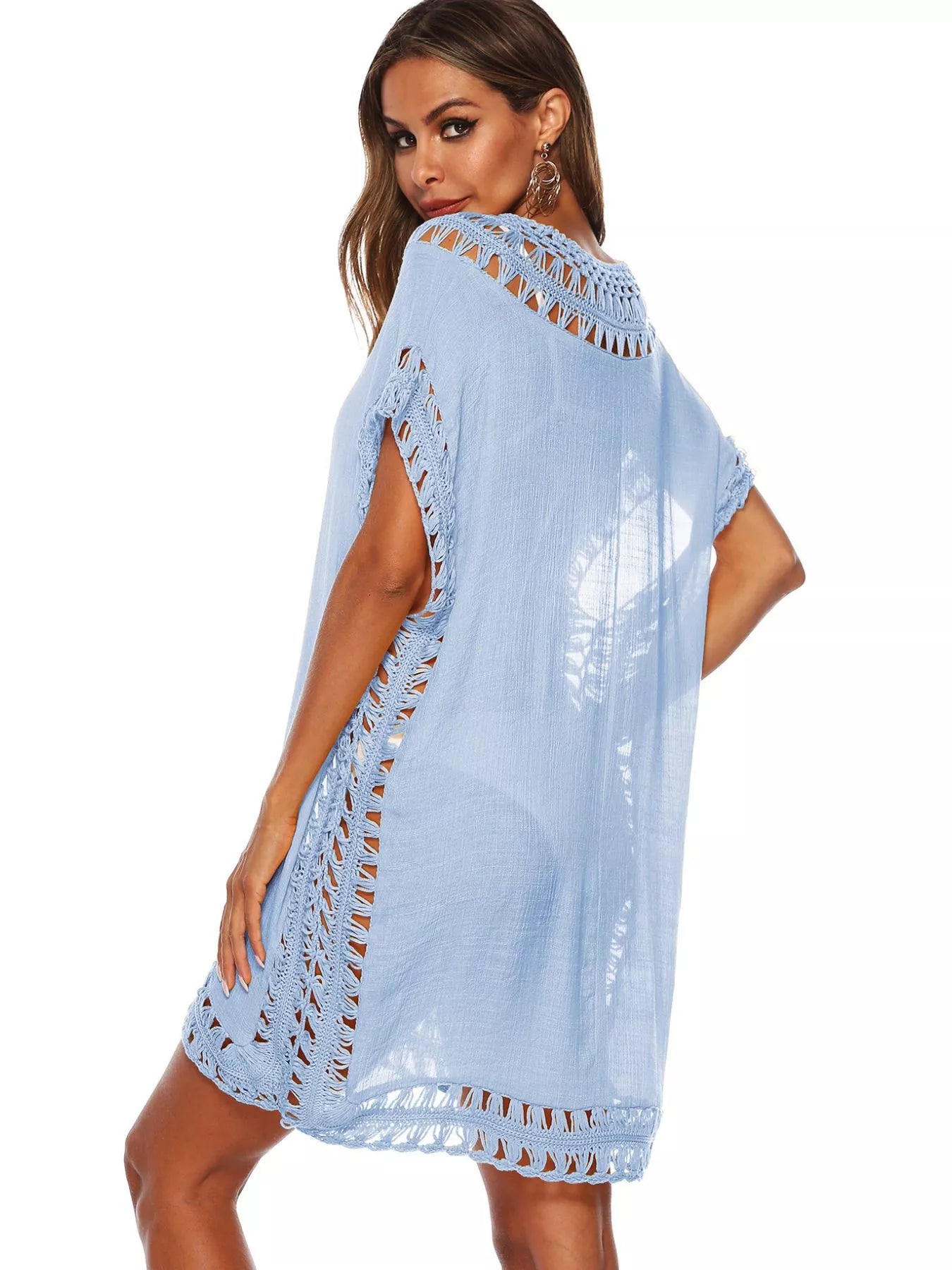 Crochet Trim V-Neck Cover-Up Dress