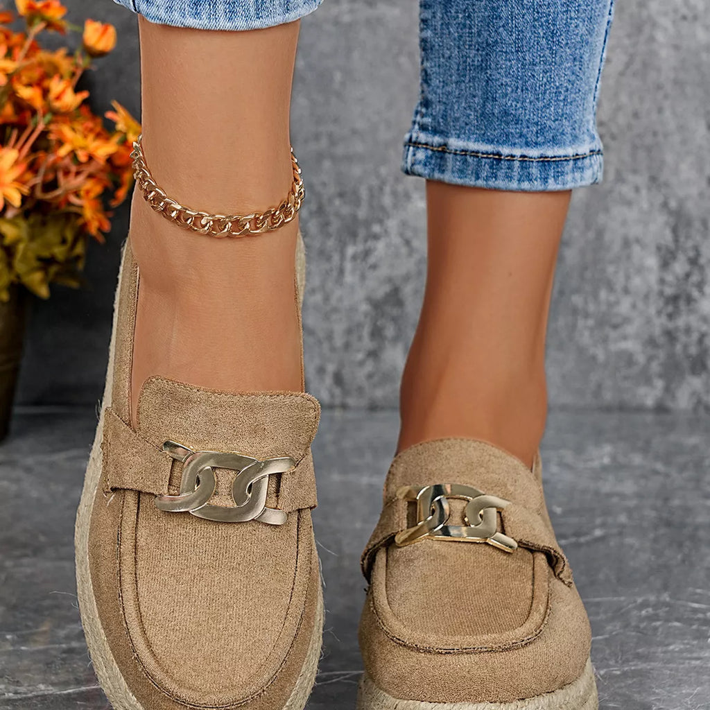 Round Toe Platform Slip-Ons
