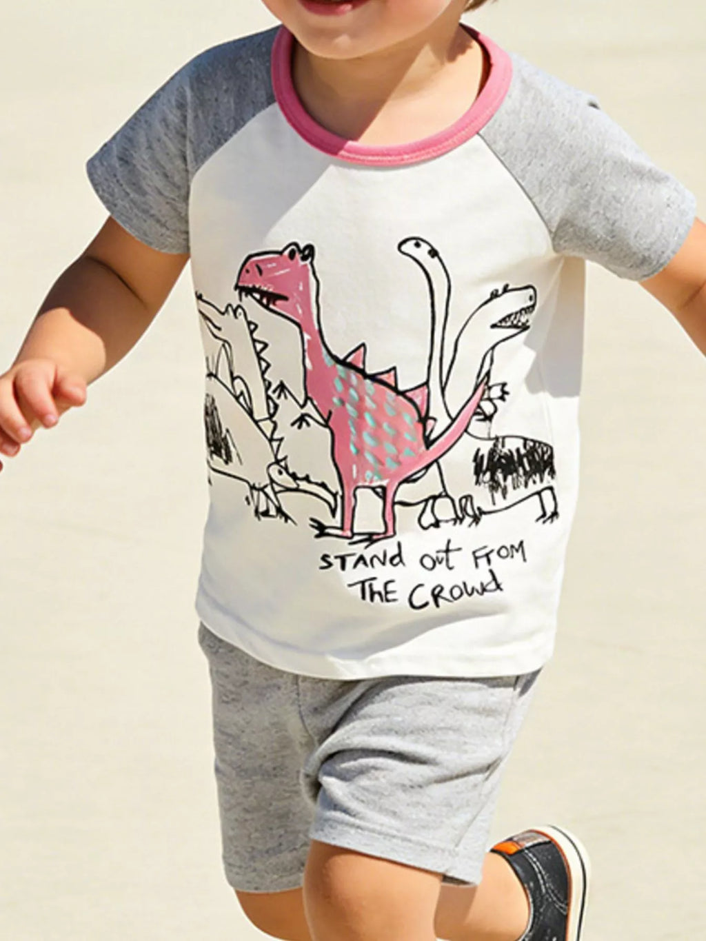 Children's Dinosaur Print Raglan Sleeve T-Shirt