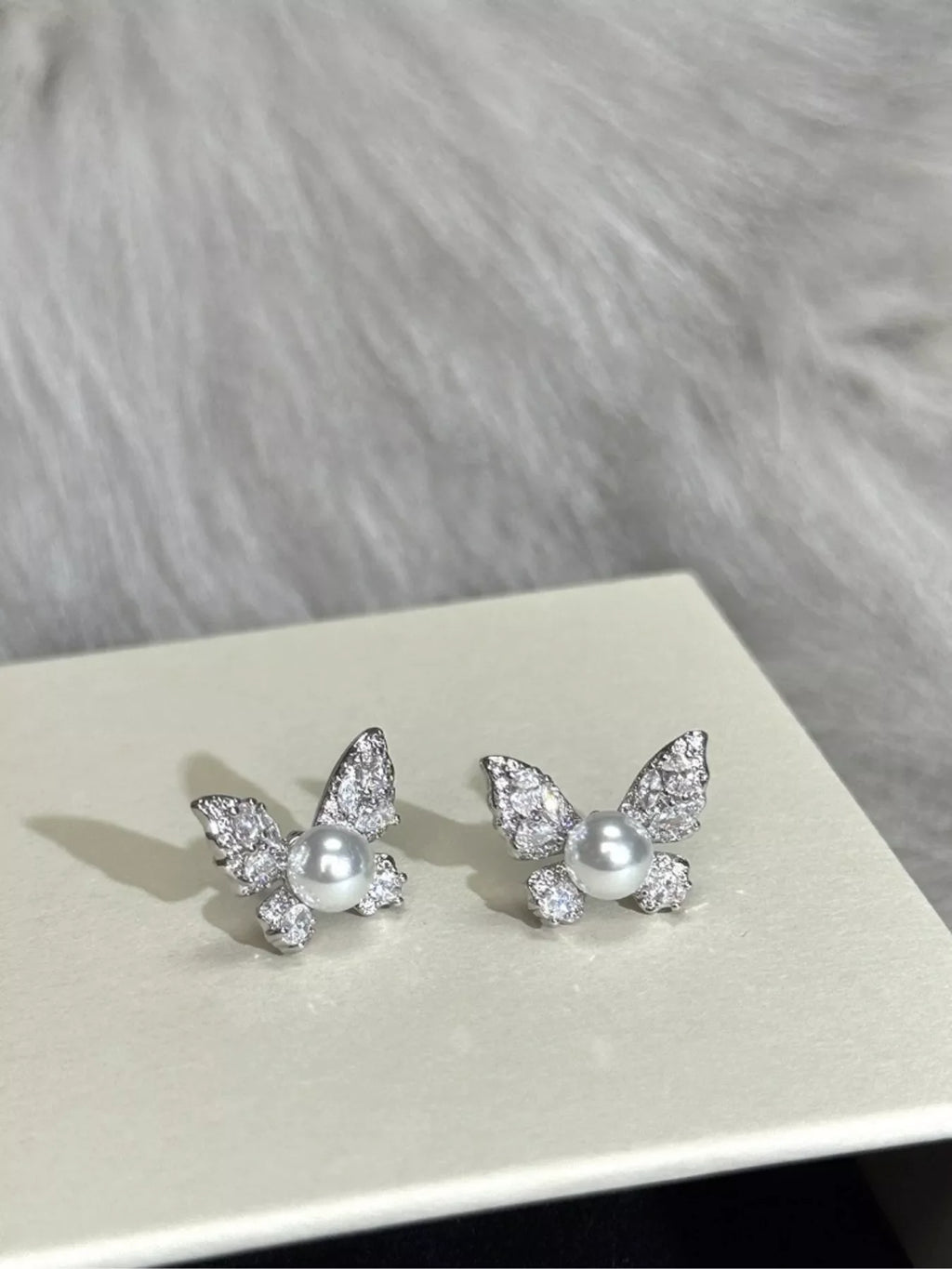 Butterfly Pearl Stud Earrings