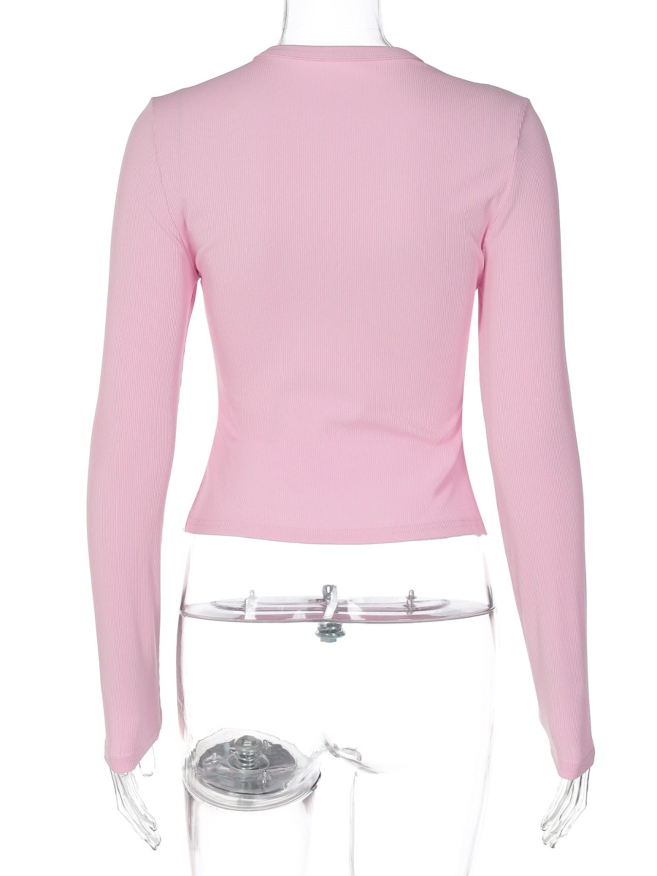 Ribbed Knit Long Sleeve T-Shirt
