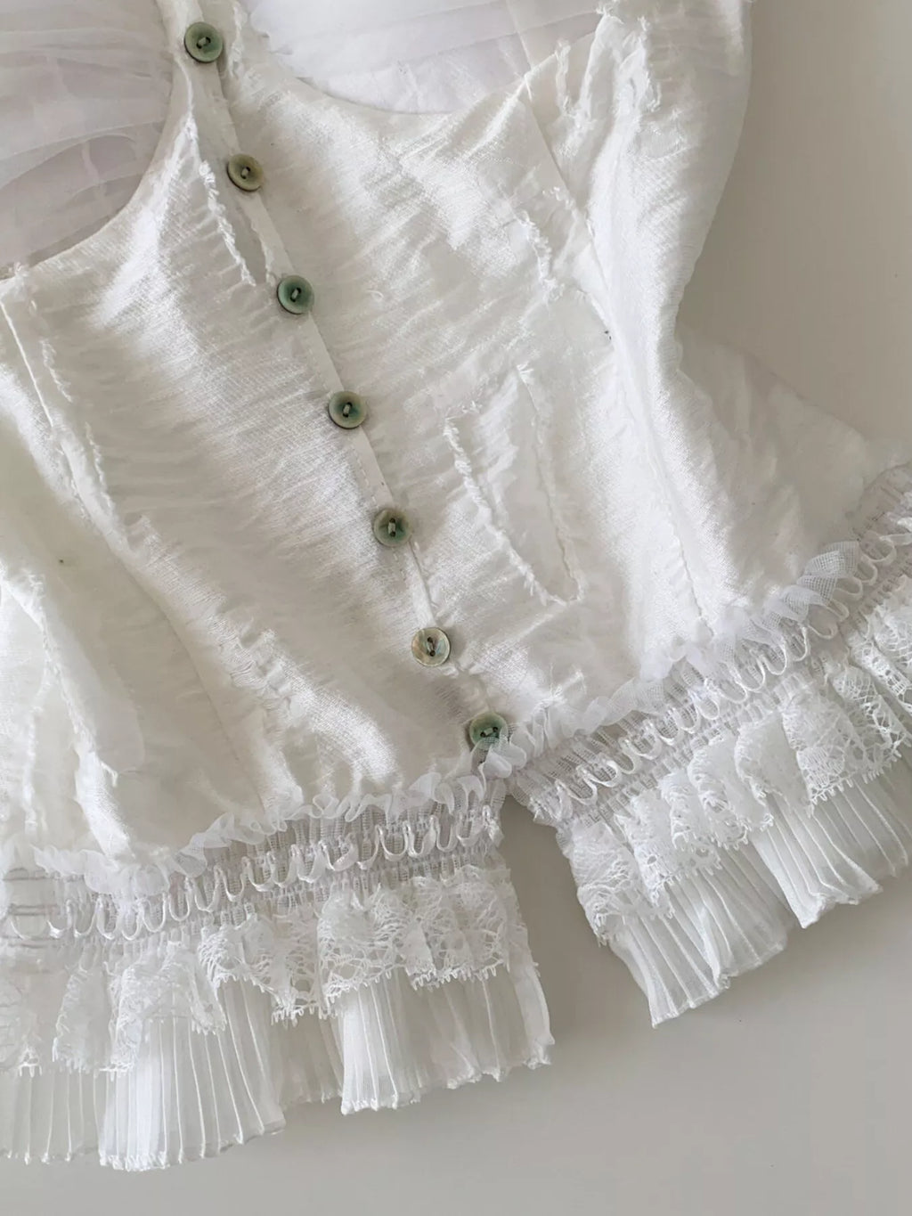 Lace Trimmed Ruffled Hem Tank