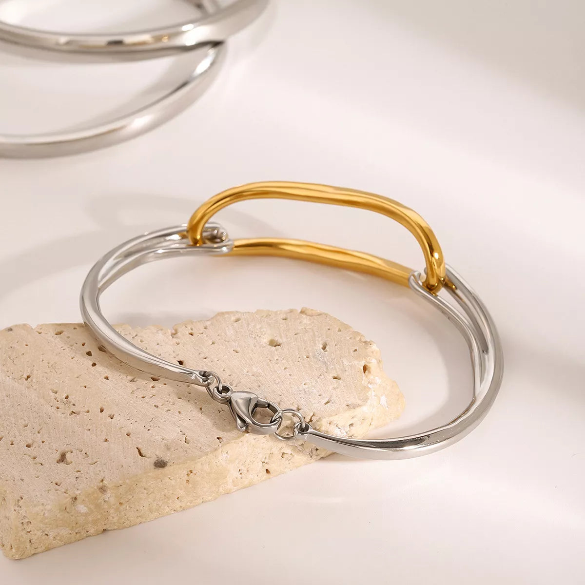 Two-Tone Geometric Link Bracelet