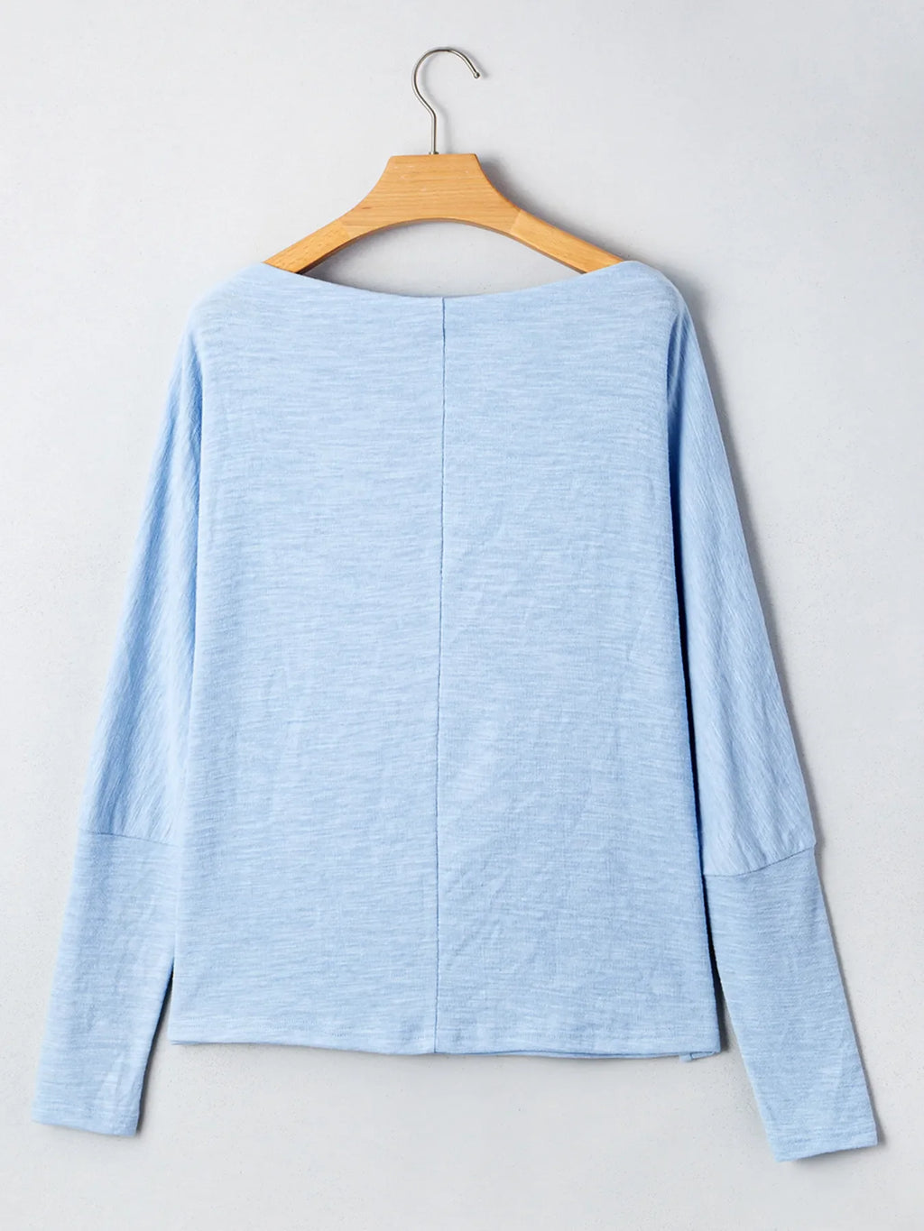 Solid Color Batwing Long Sleeve Top