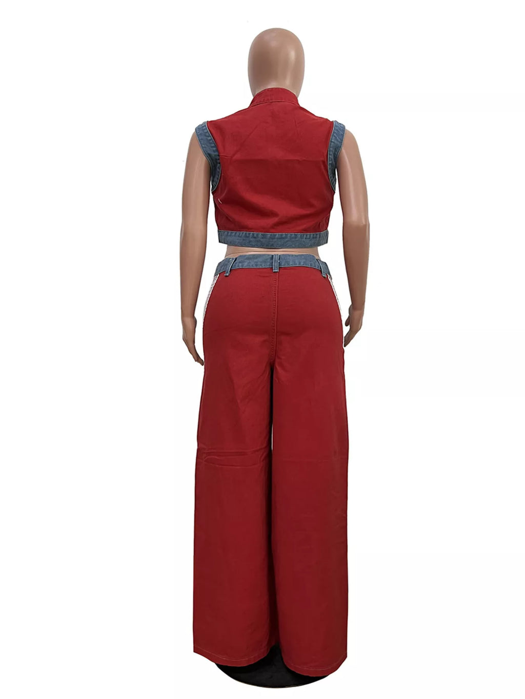 Zip Front Crop Top and Striped Pants Set
