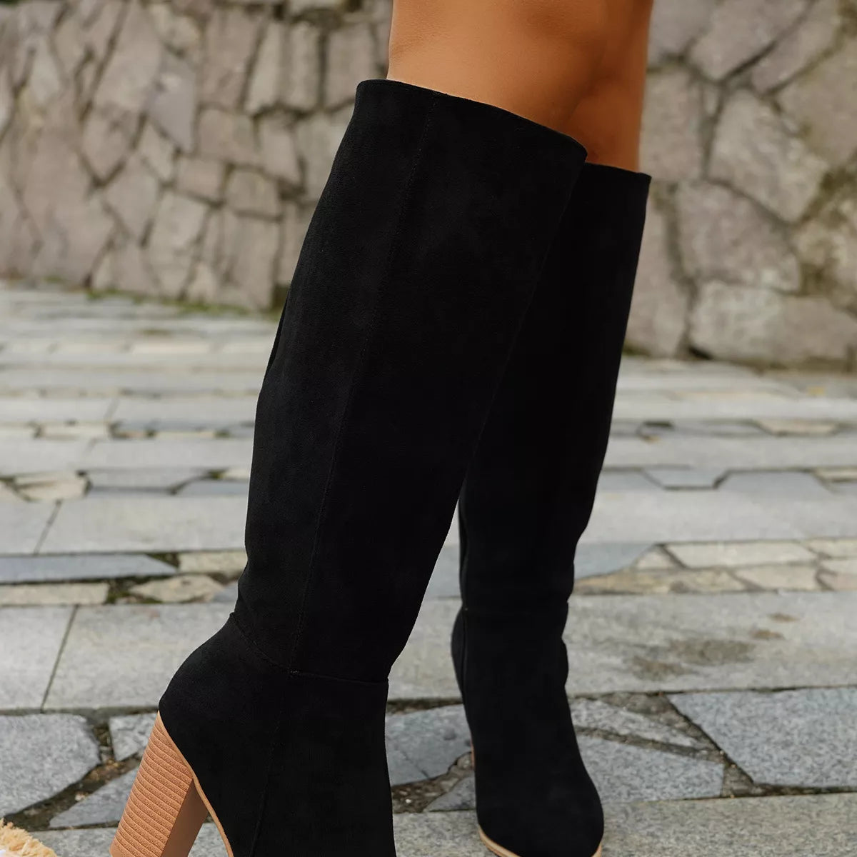 Point Toe Block Heels Boots