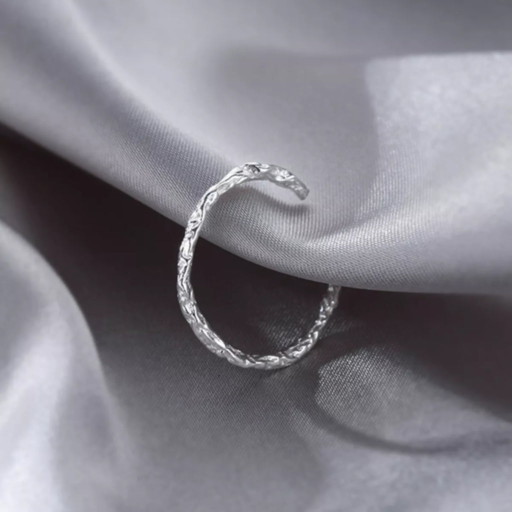 925 Sterling Silver Textured Open Ring