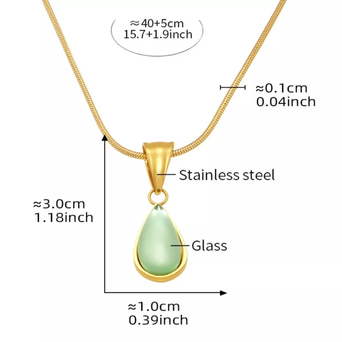 Stainless Steel Teardrop Necklace