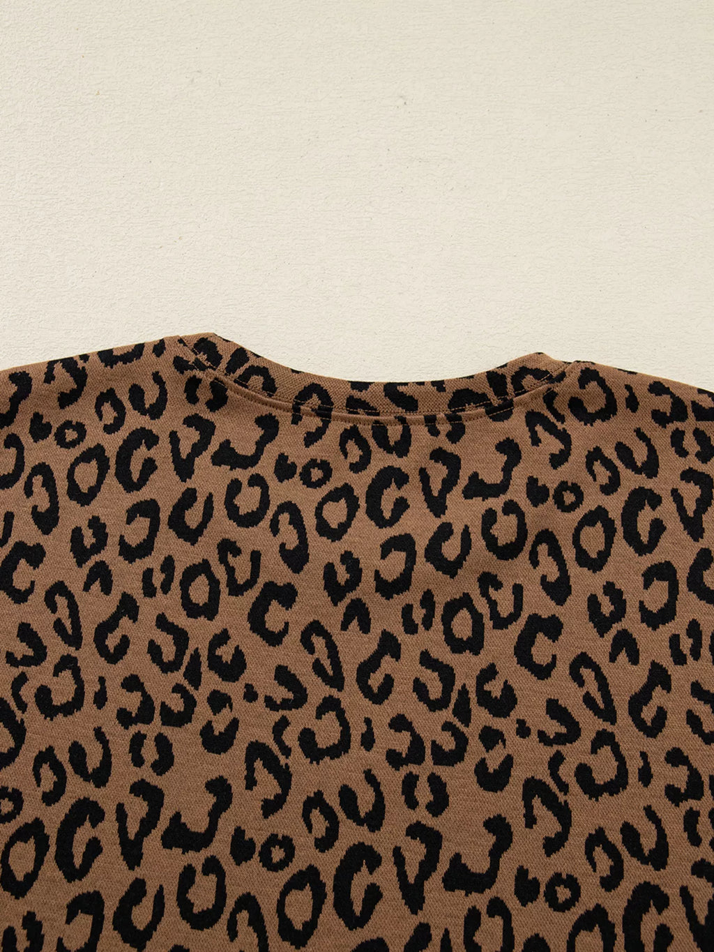 Striped Trim Leopard Long Sleeve Top Drawstring Pant Set