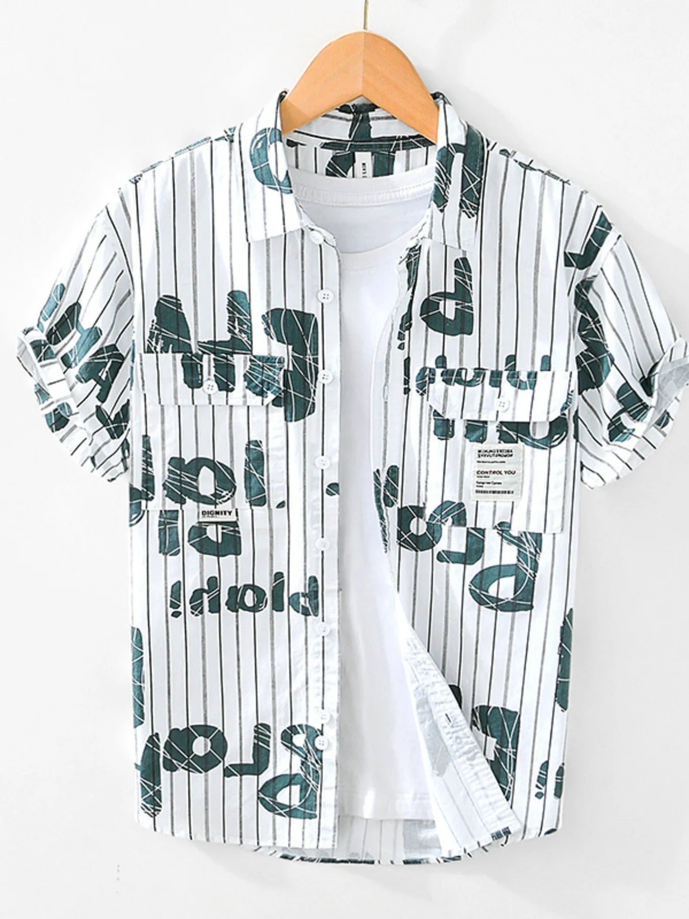 Men's Plus Size Striped Button Up Shirt