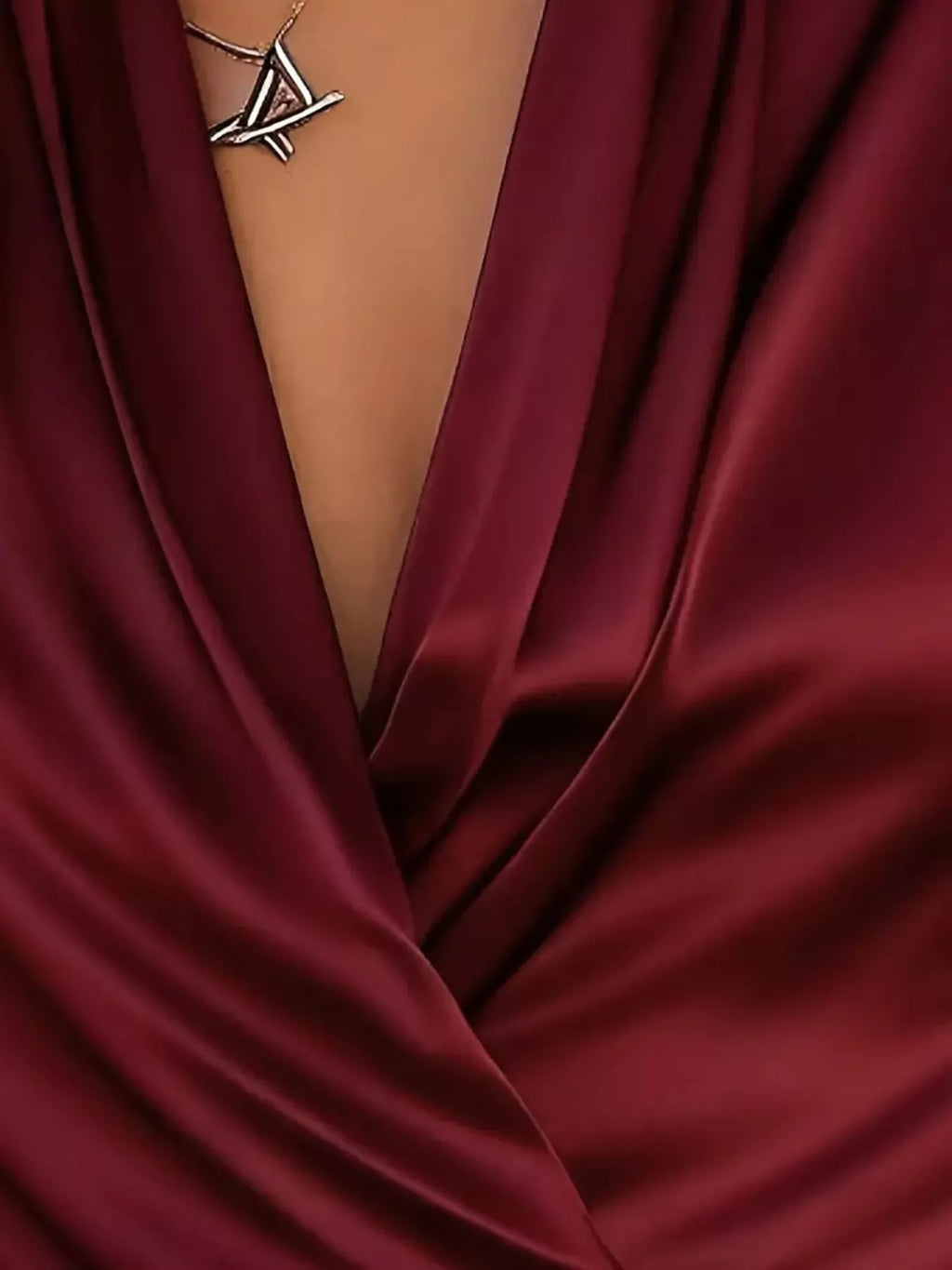 Satin Surplice Long Sleeve Blouse