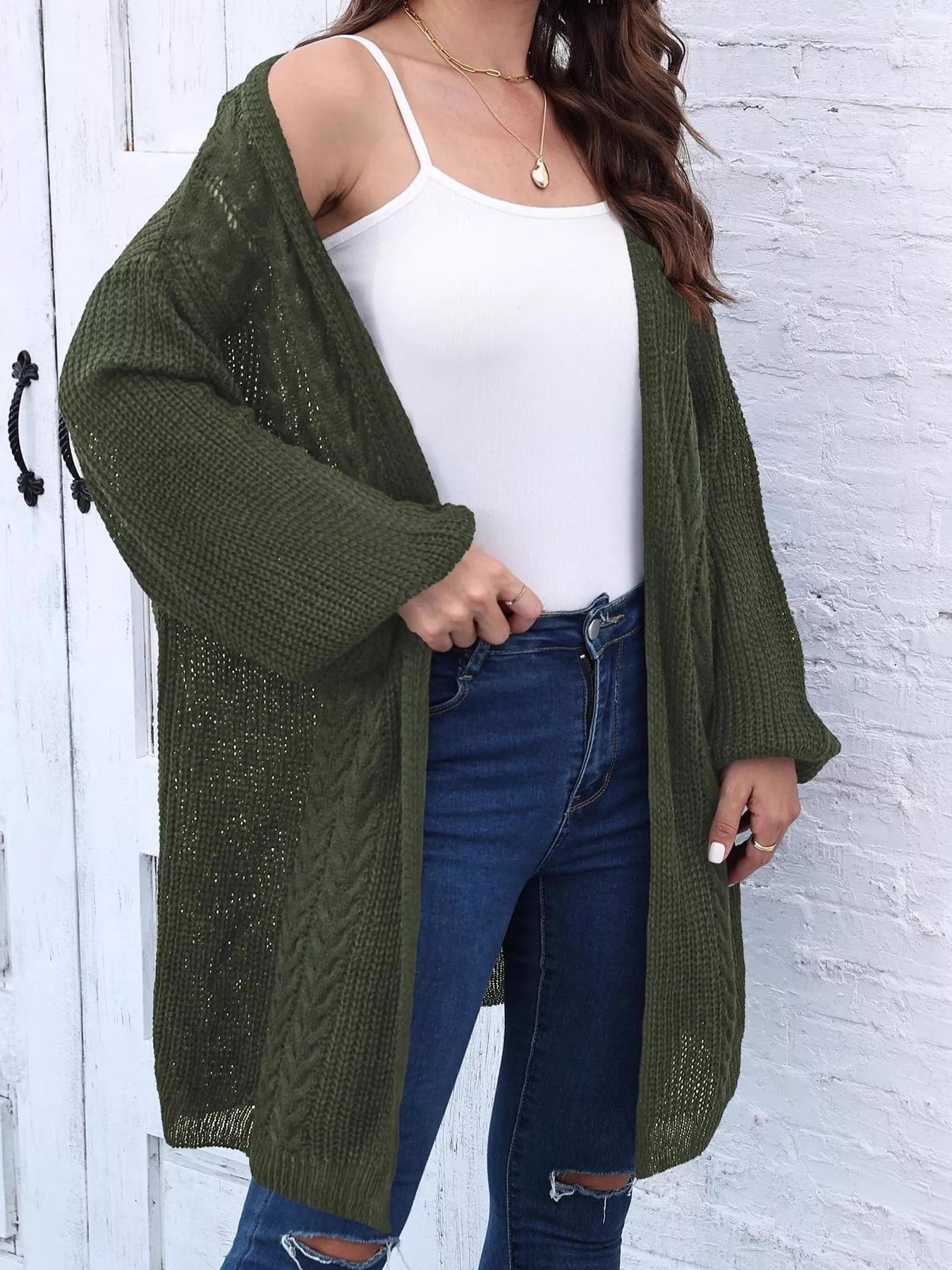 Open Front Long Sleeve Cardigan