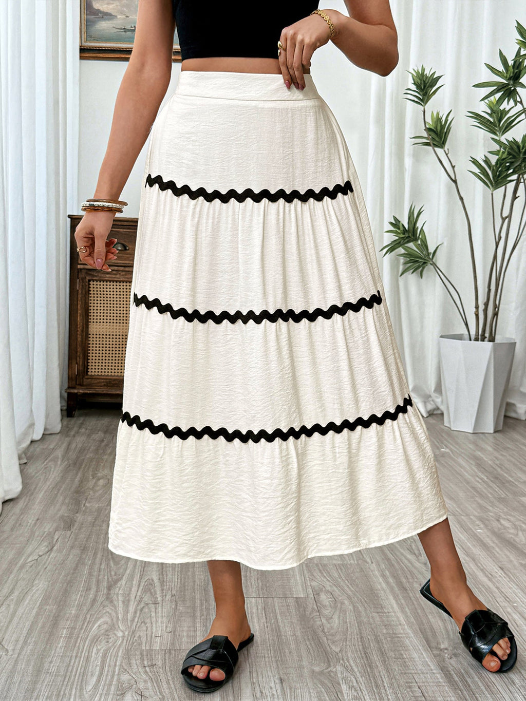 Tiered Flowy Midi Skirt