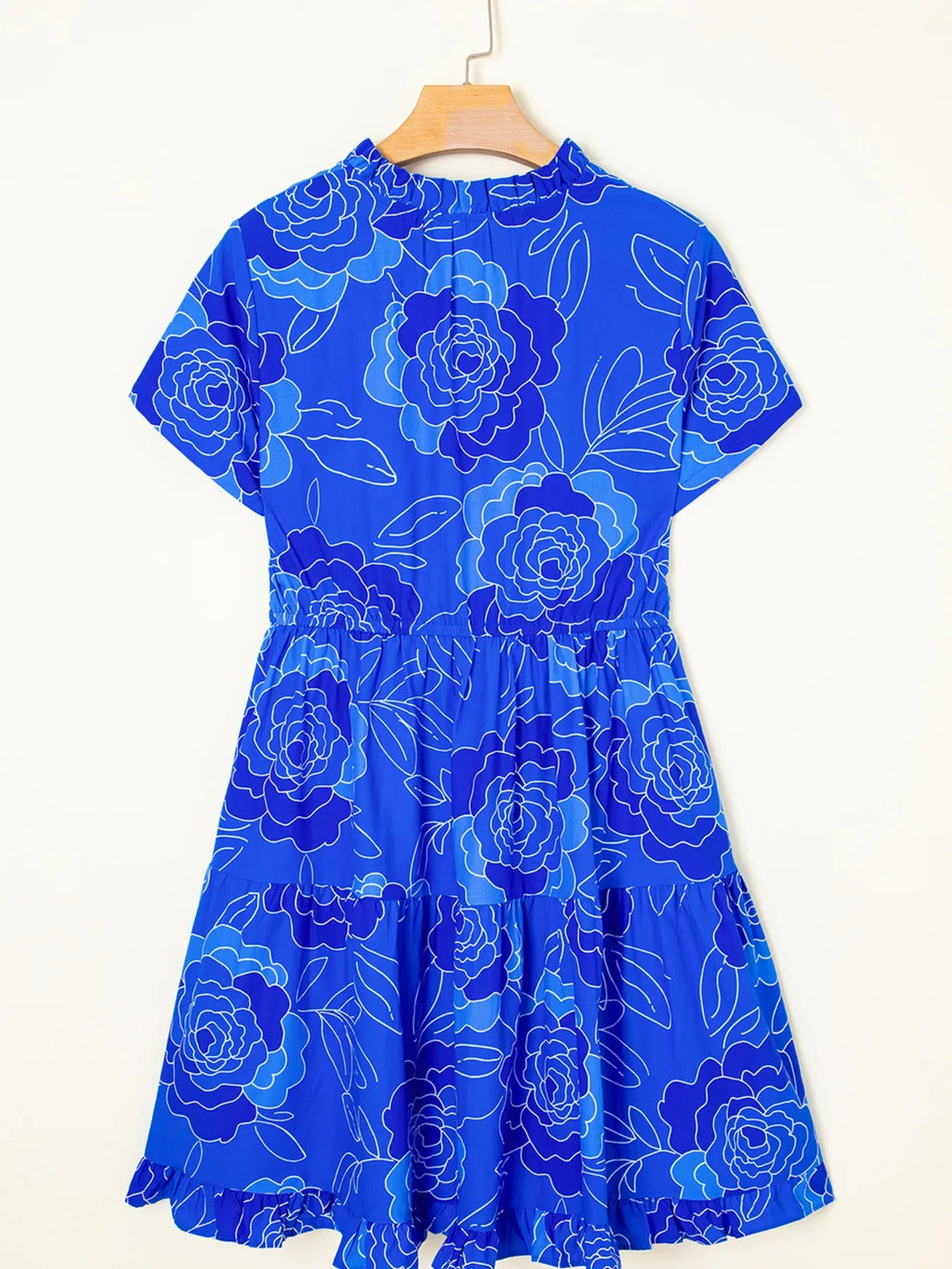 Ruffled Hem Short Sleeve Flowy Mini Dress