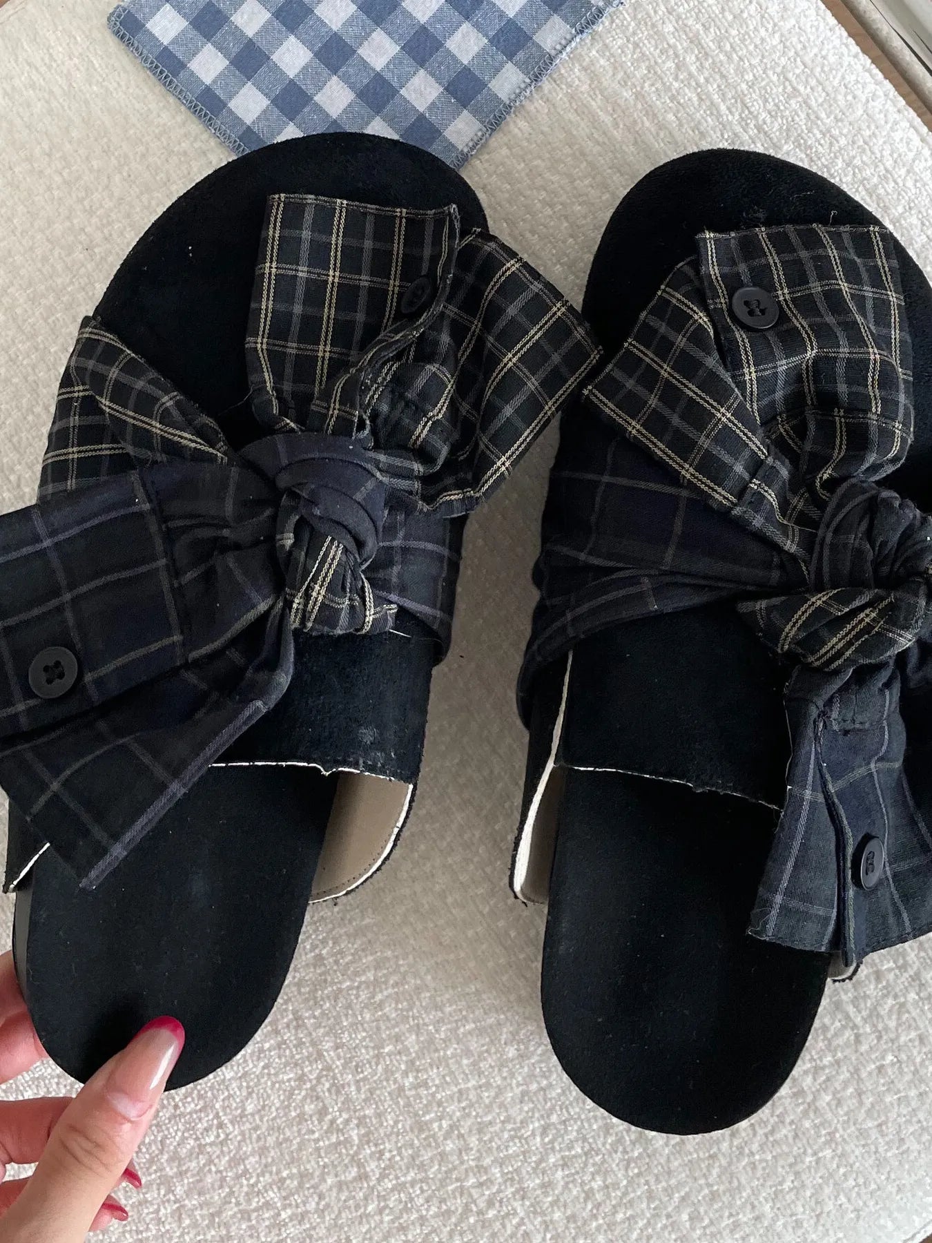 Bow-Knot Plaid Comfort Slip-Ons