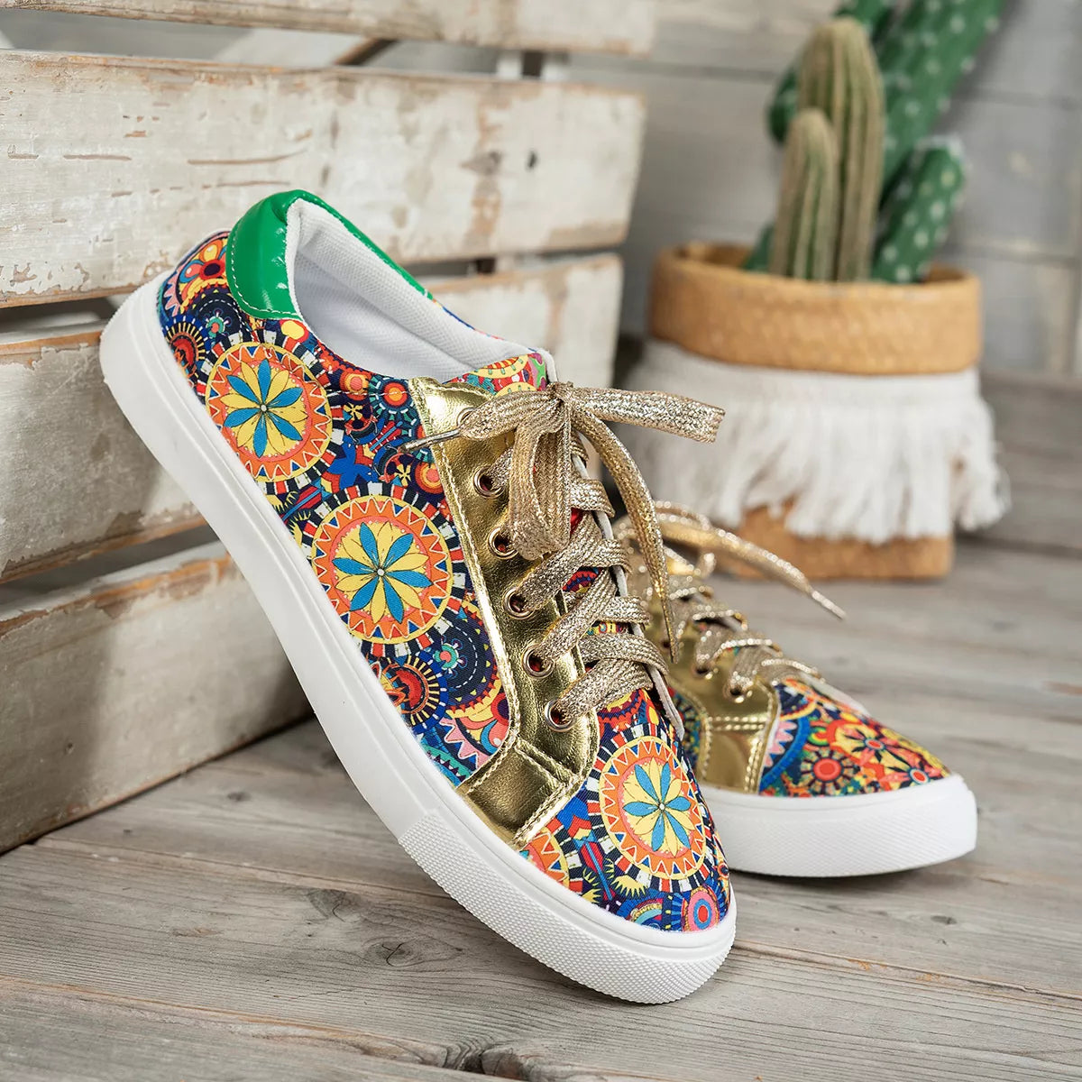 Printed Round Toe Sneakers
