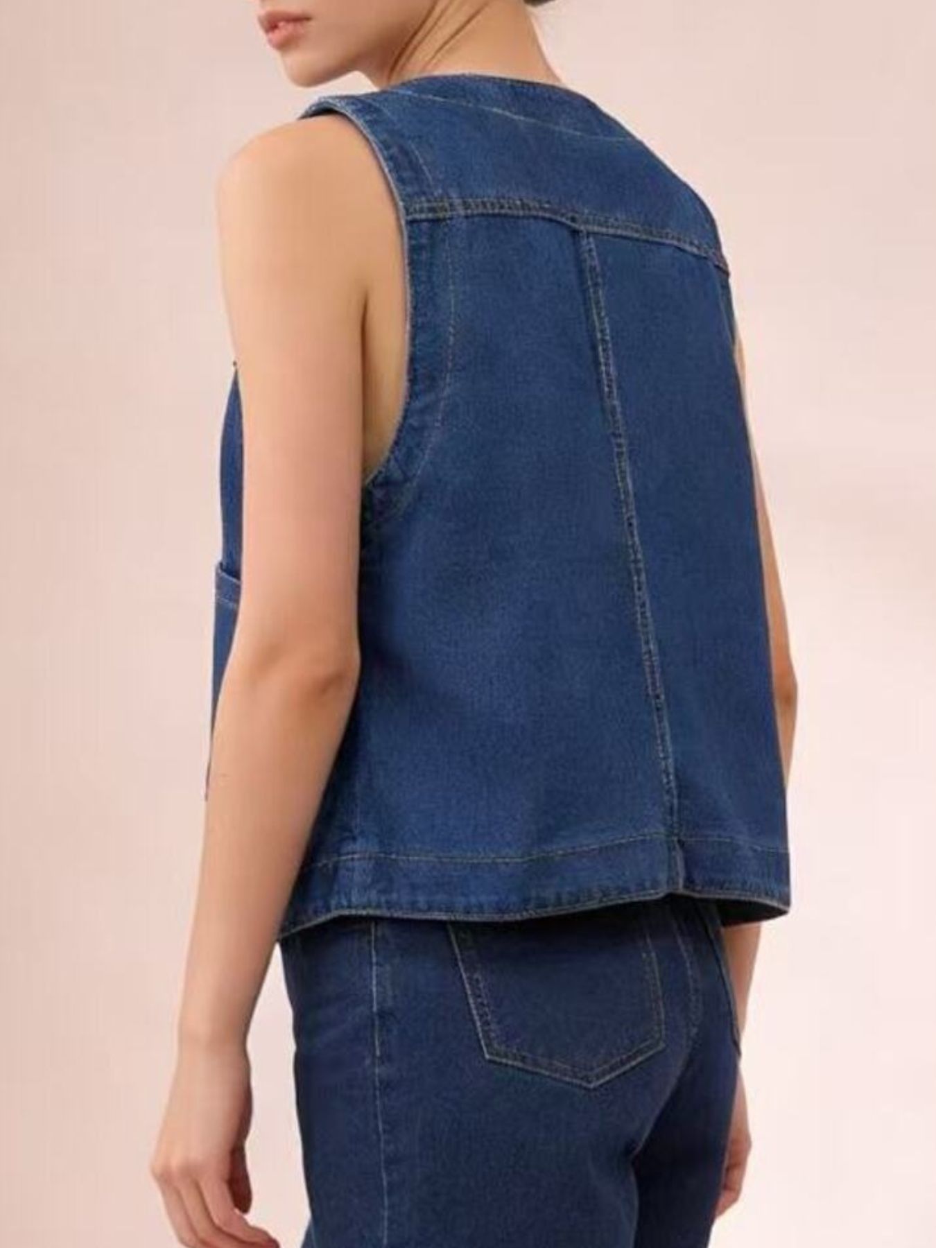 Plus Size Button-Down Denim Vest