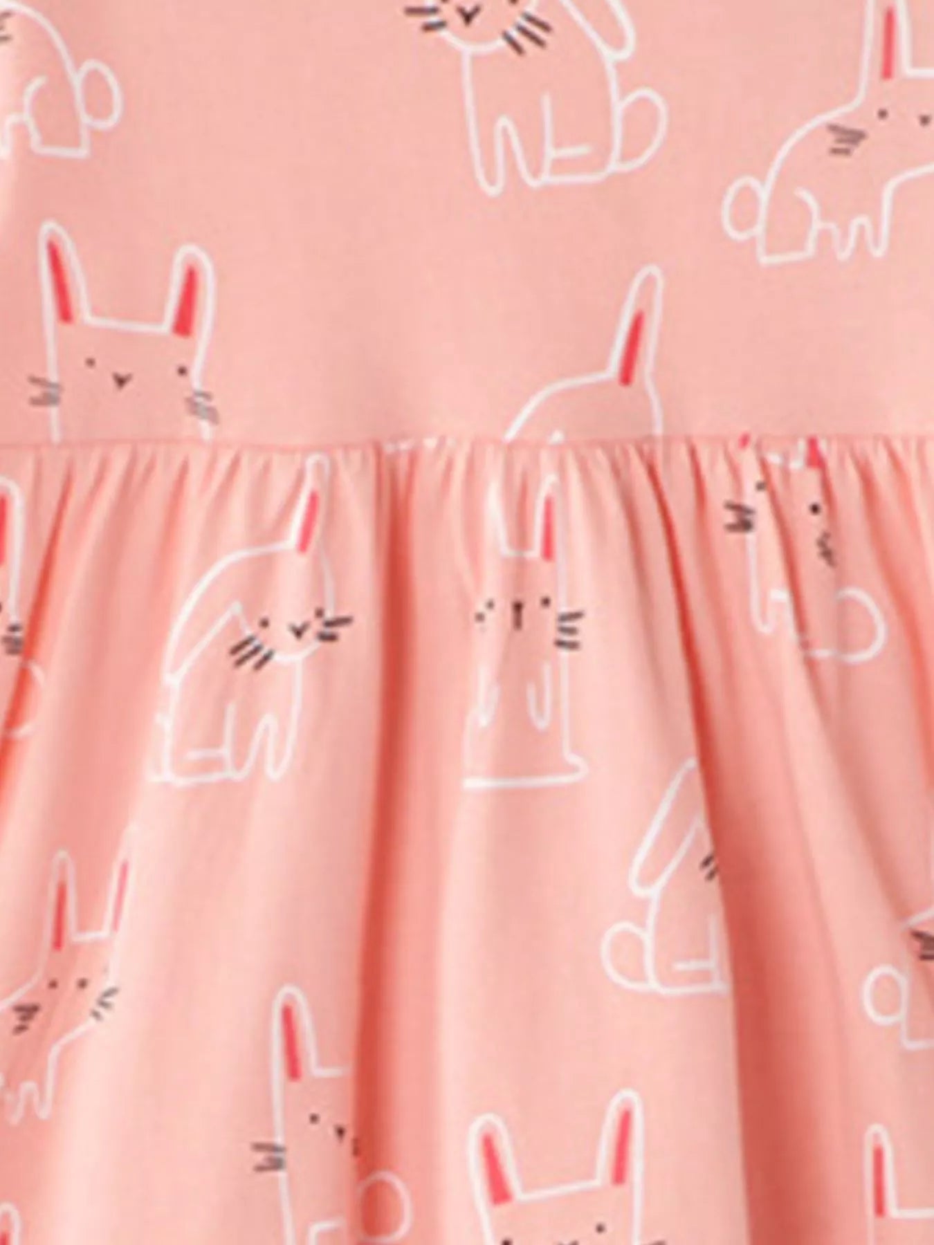 Children's Cute Rabbit Print Round Neck Dress