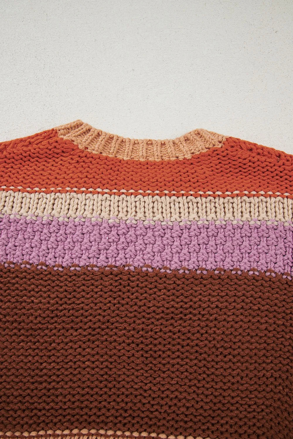 Colorblock Striped Round Neck Sweater