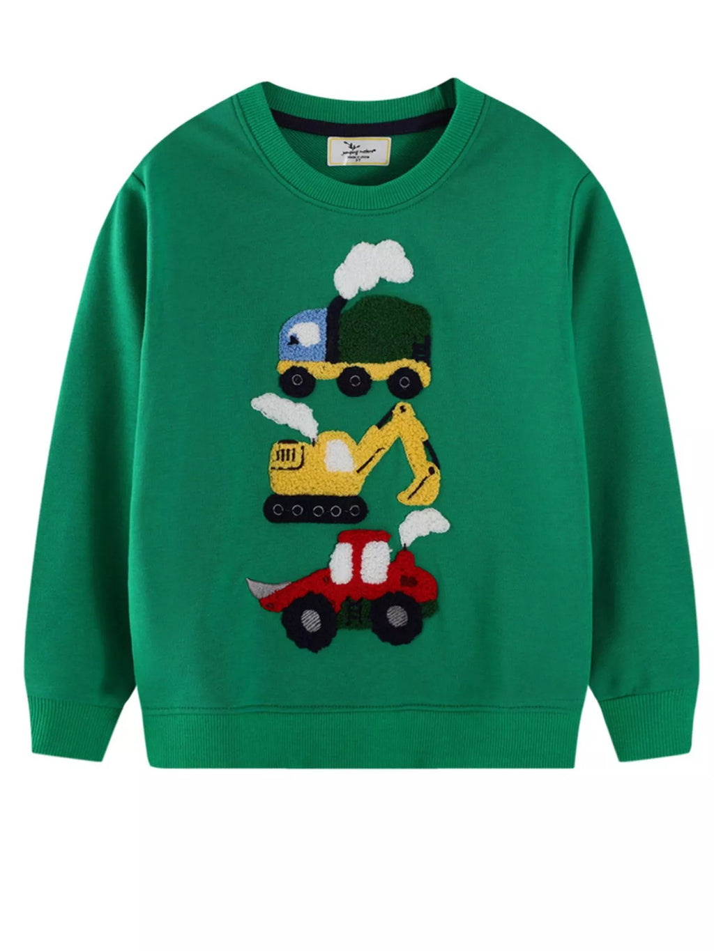 Children's Cartoon Vehicle Crew Neck Sweatshirt