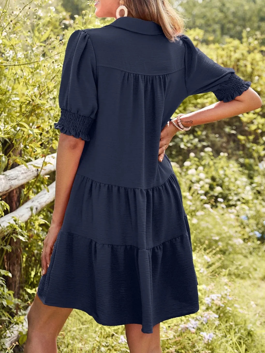 Johnny Collar Short Sleeve Mini Dress