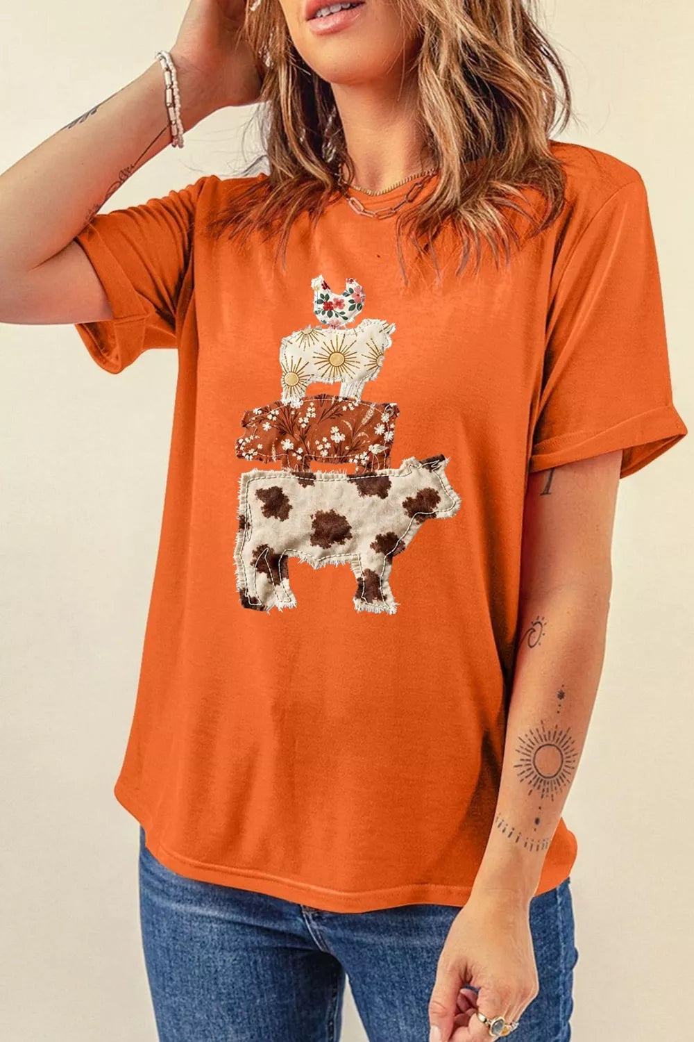 Unique Animal Design Short Sleeve T Shirt