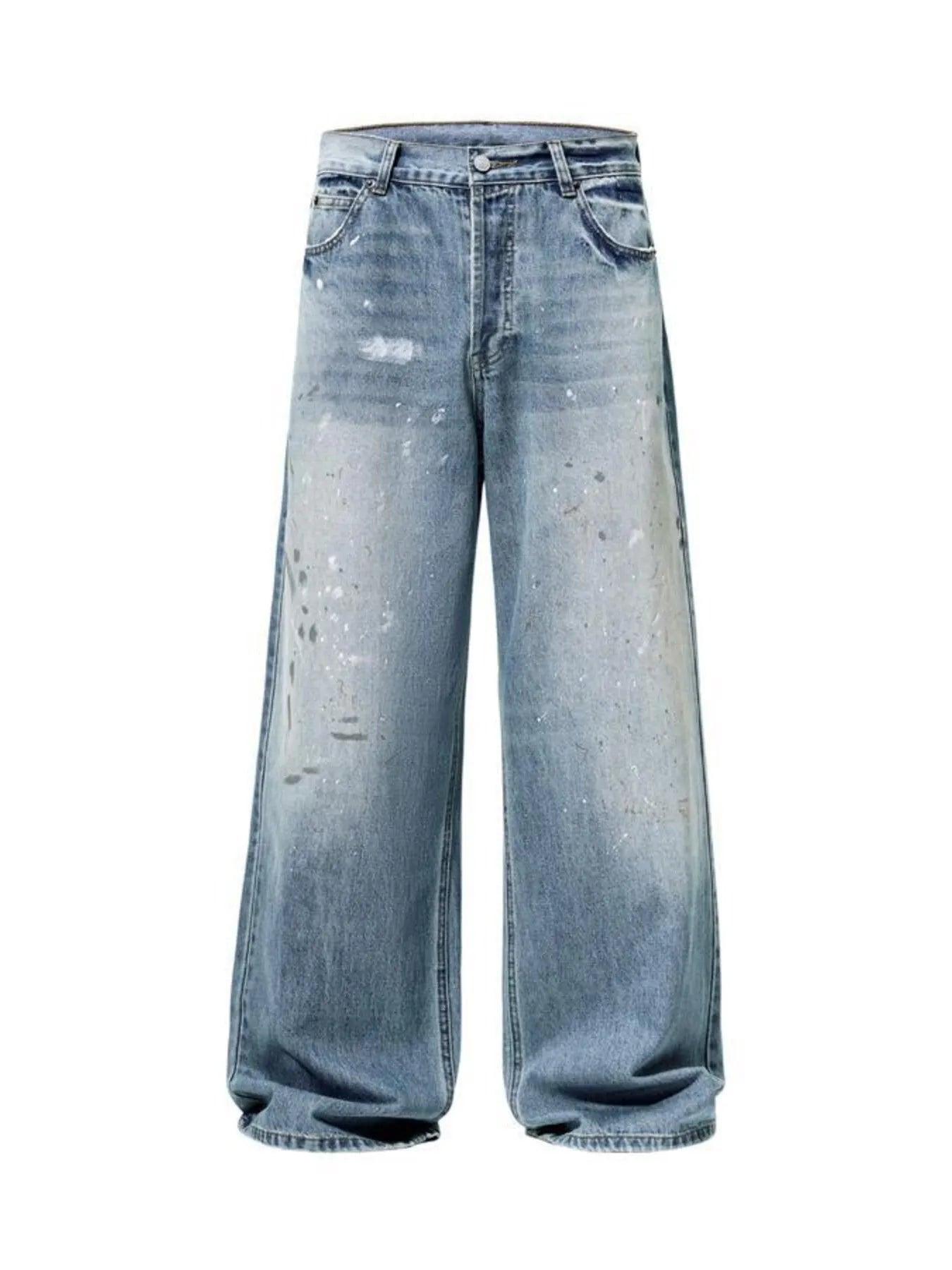 Men's Distressed Button Fly Wide Leg Jeans