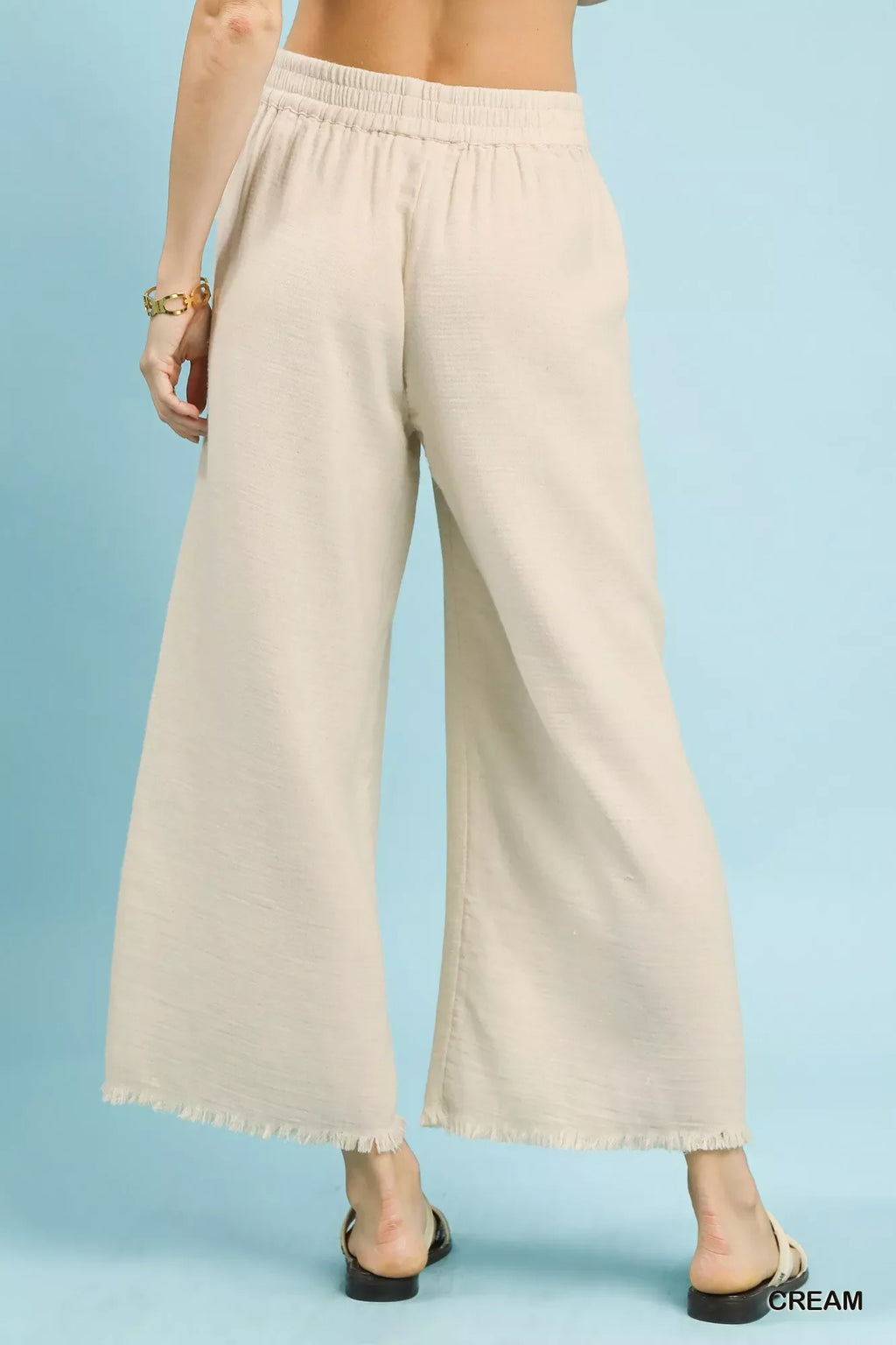 Umgee Frayed Hem Wide Leg Pants