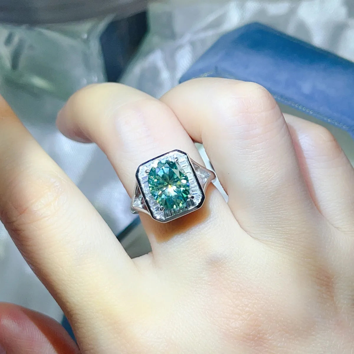 3 Carat Moissanite Engagement Square Ring