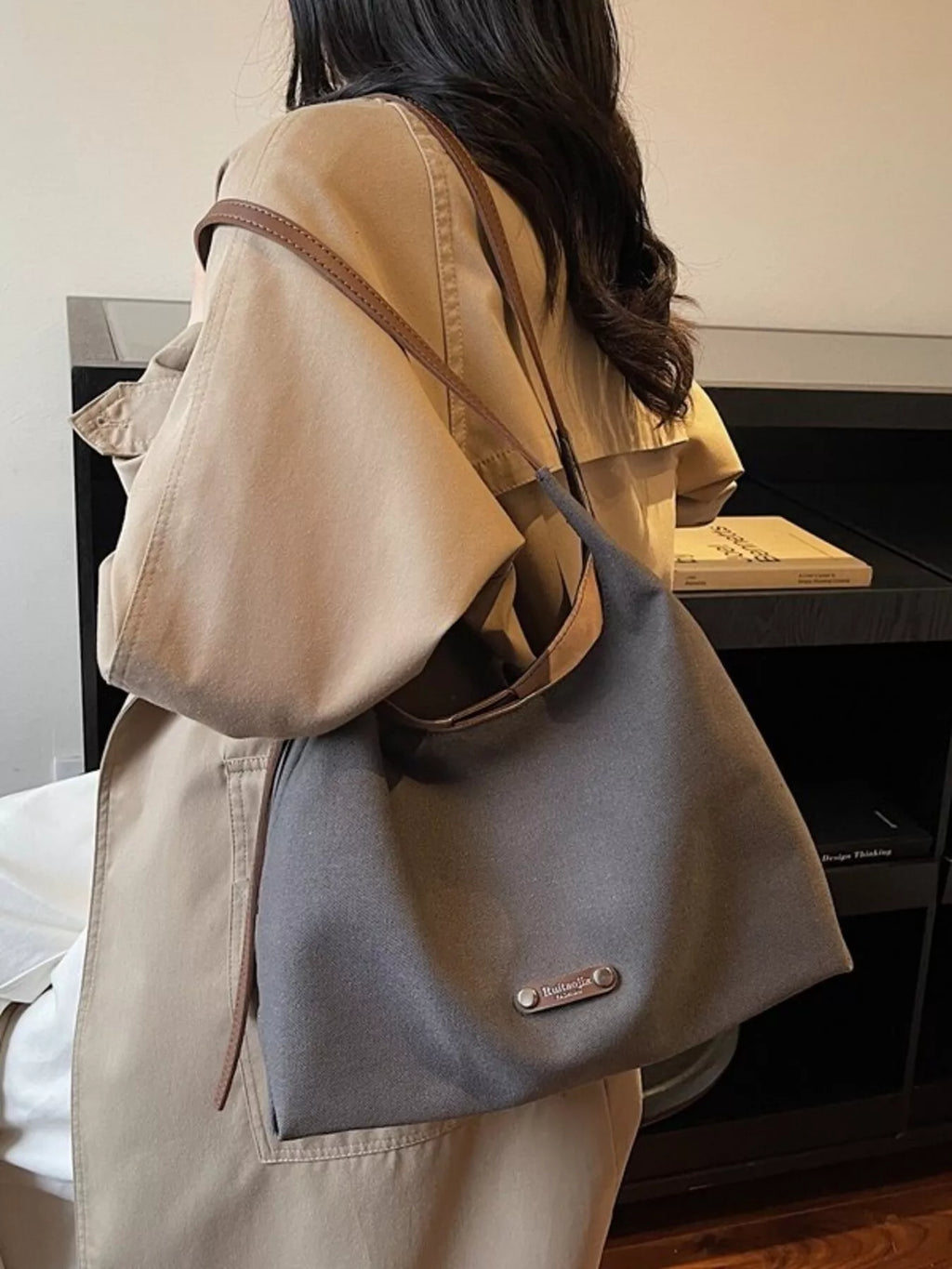 Shoulder Bag with Leather Straps