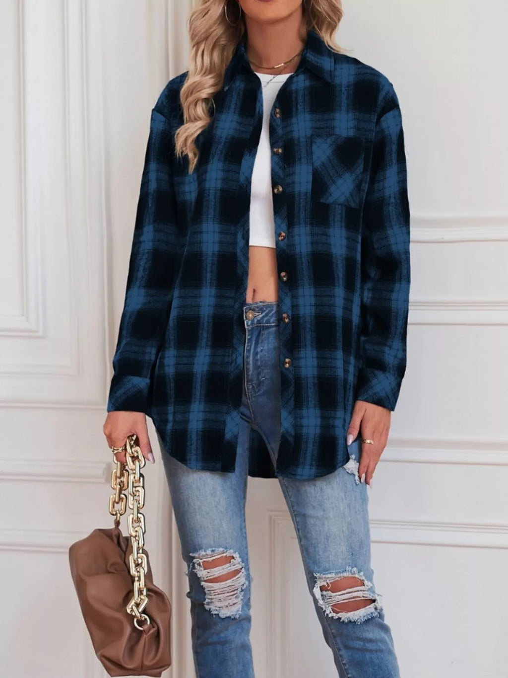 Casual Plaid Button Up Shirt