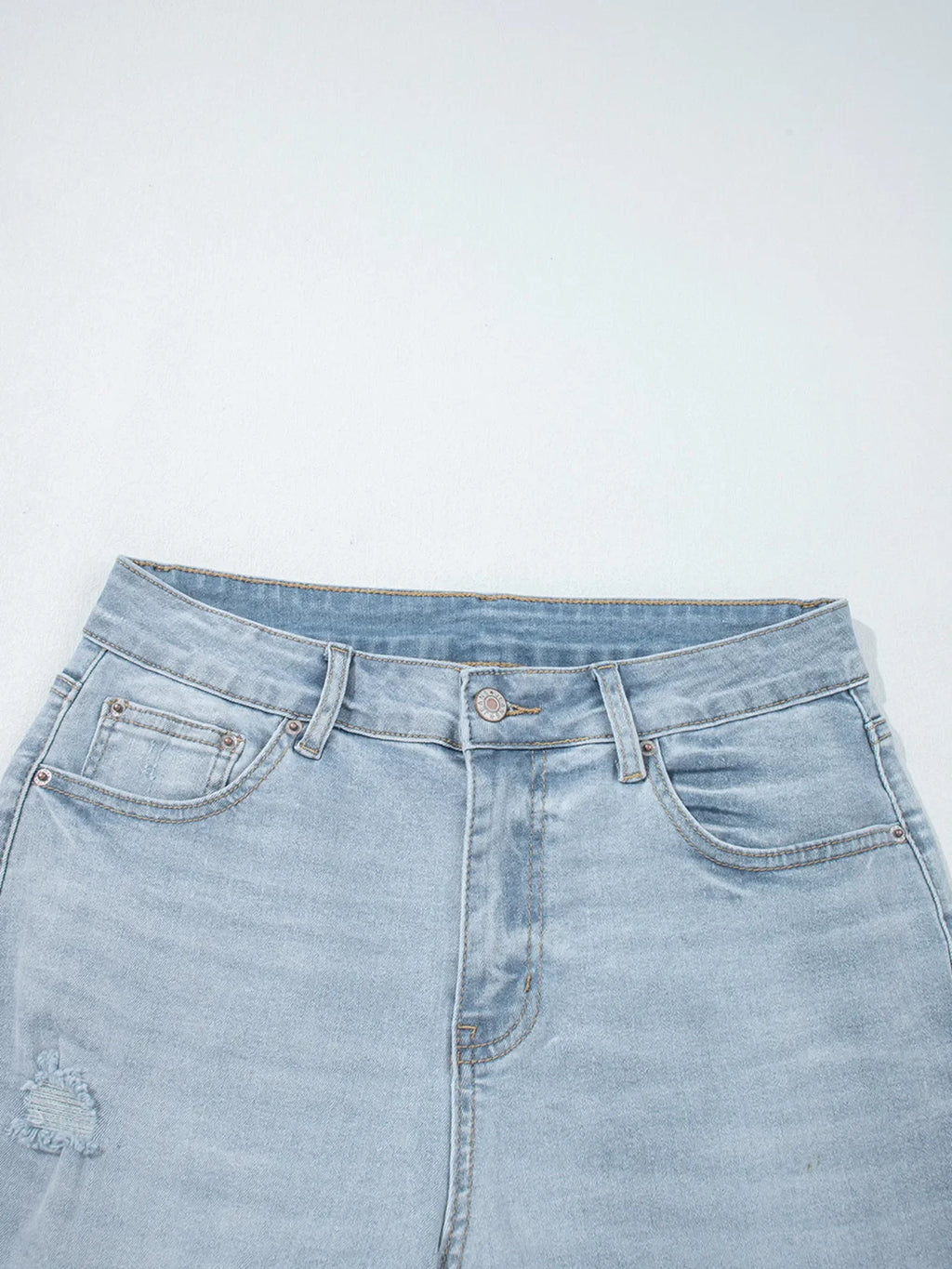 Mid Rise Ankle-Length Distressed Skinny Jeans