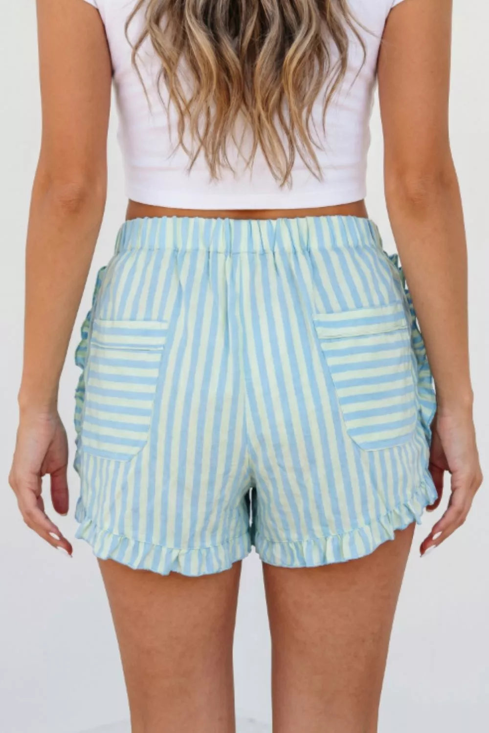 Striped Elastic Waist Shorts