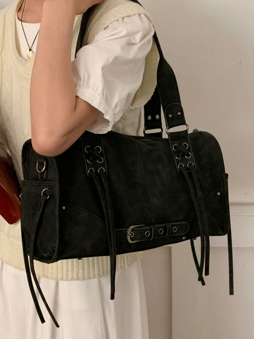Lace Up Shoulder Bag